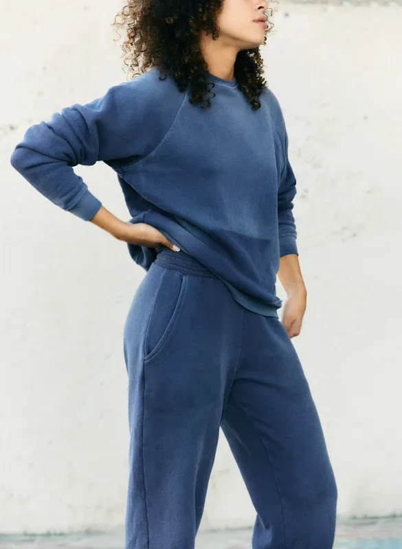 the old school crew in faded blue sold by Imogene + Willie