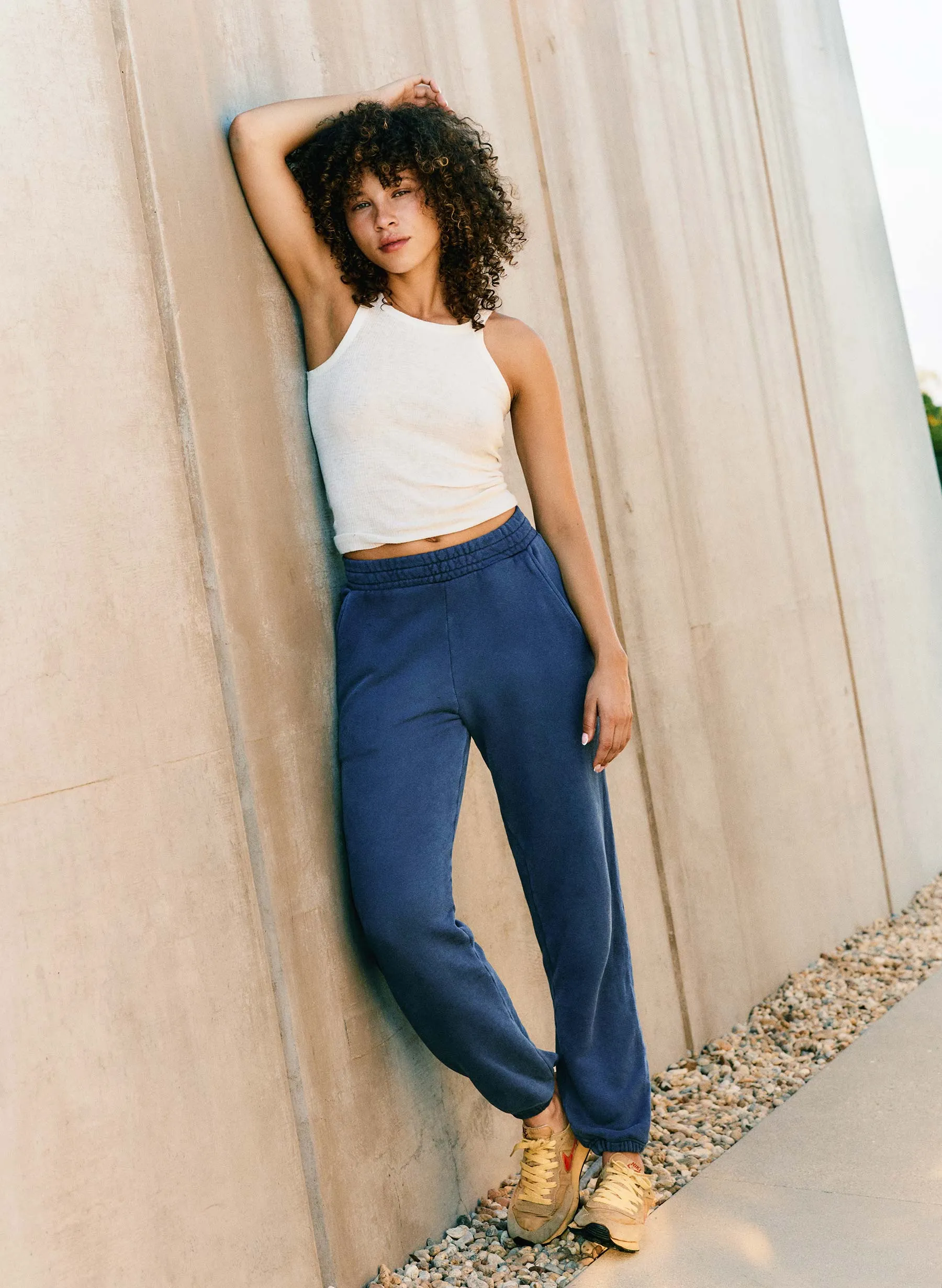 the drawstring sweatpant in faded blue sold by Imogene + Willie