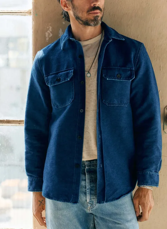 the griffin workshirt in indigo sold by Imogene + Willie