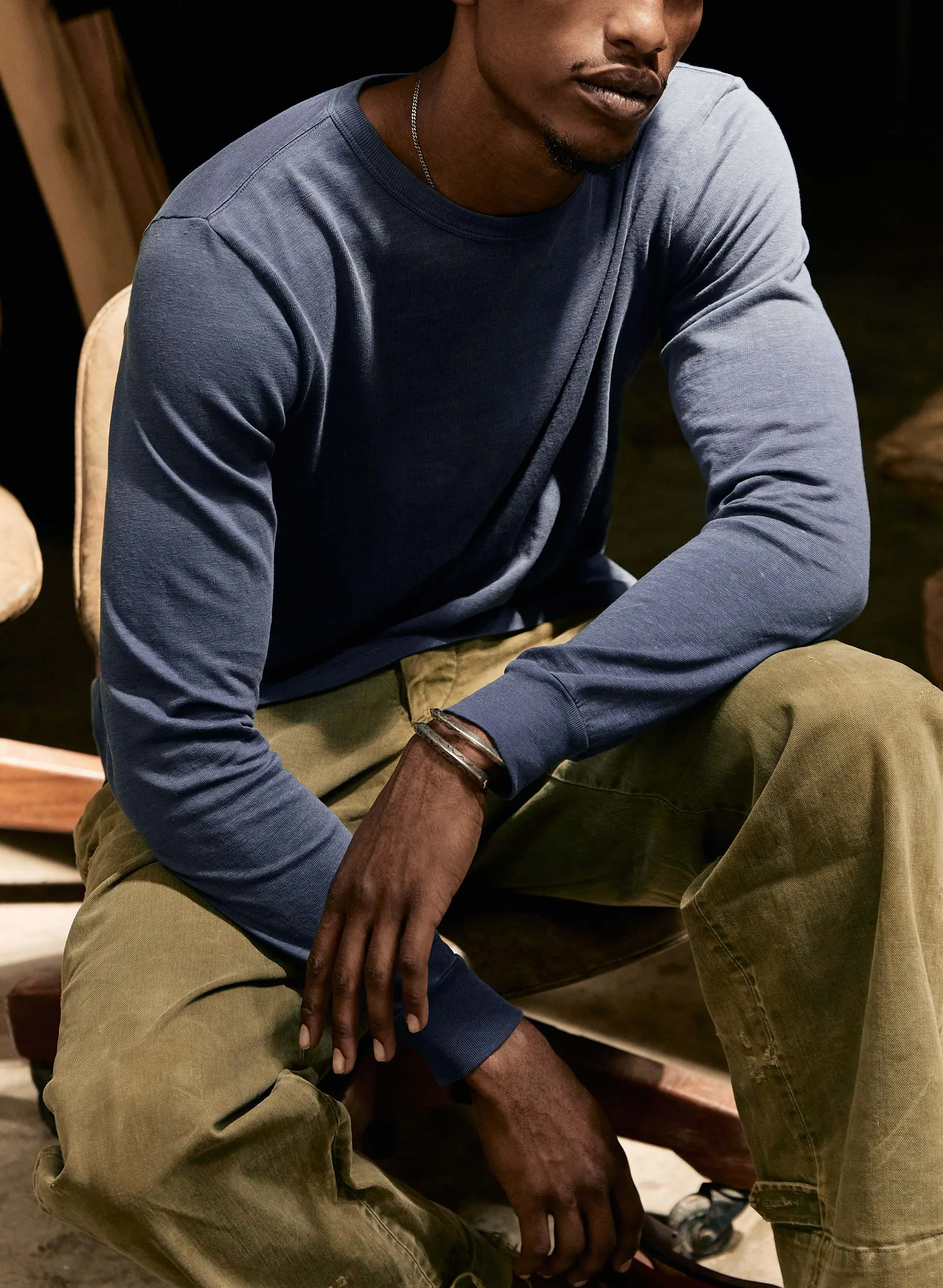 long sleeve faded steel crew sold by Imogene + Willie product image thumbnail 3