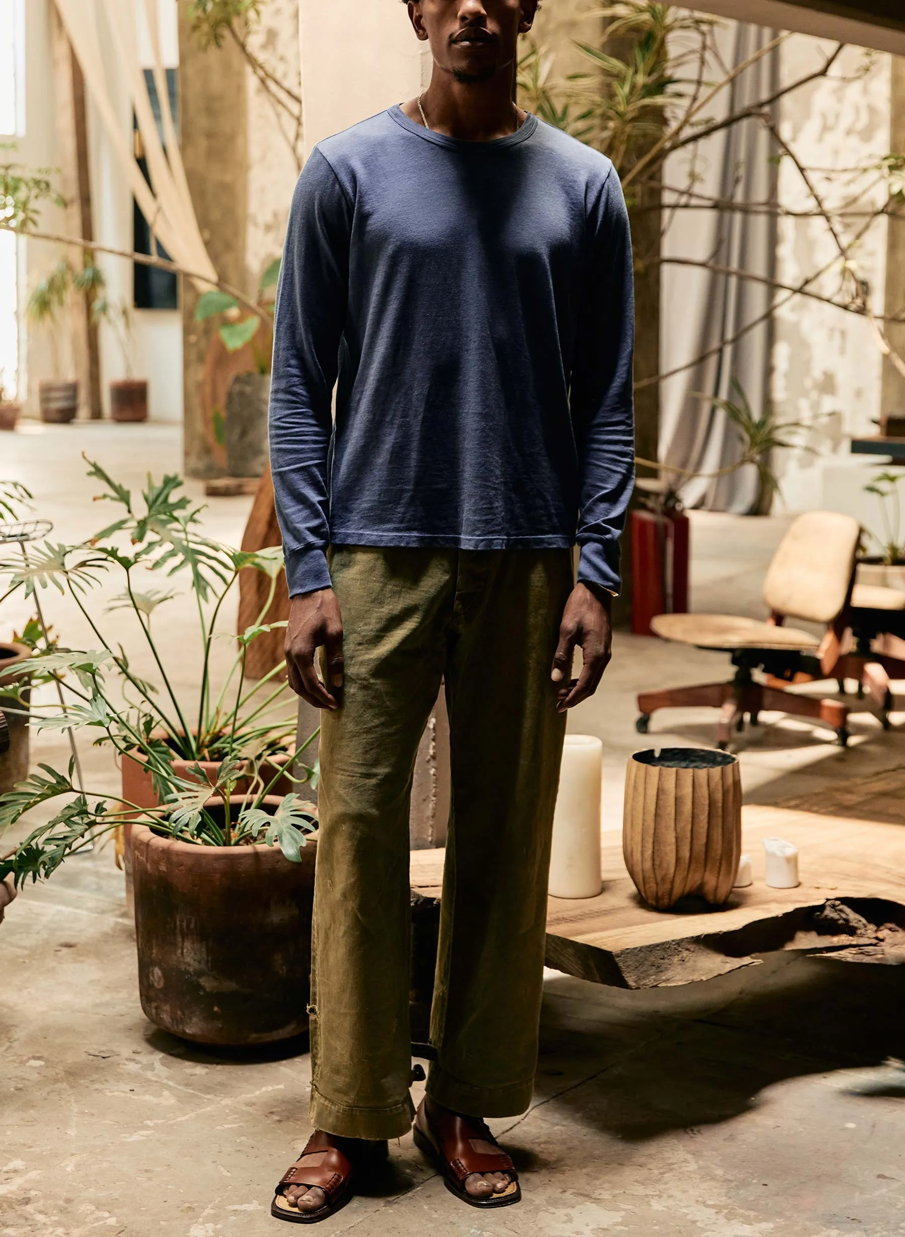 long sleeve faded steel crew sold by Imogene + Willie product image thumbnail 4