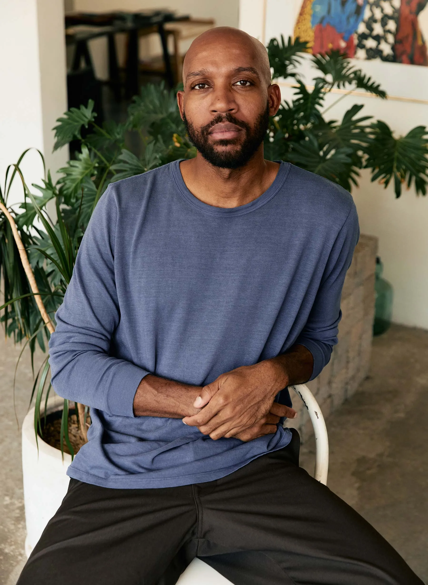 long sleeve faded steel crew sold by Imogene + Willie product image thumbnail 5