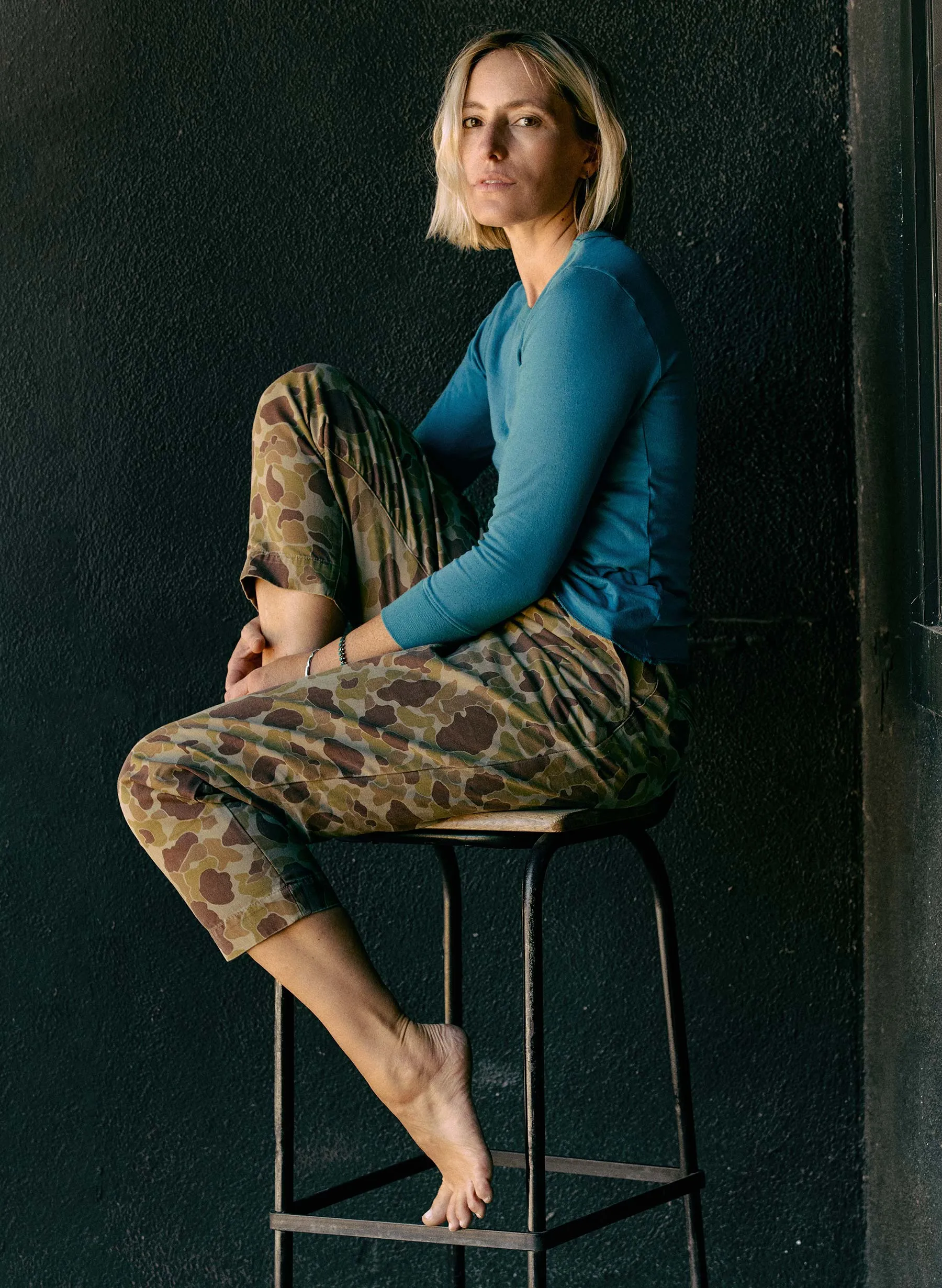 double knit thermal crew in teal sold by Imogene + Willie product image thumbnail 5