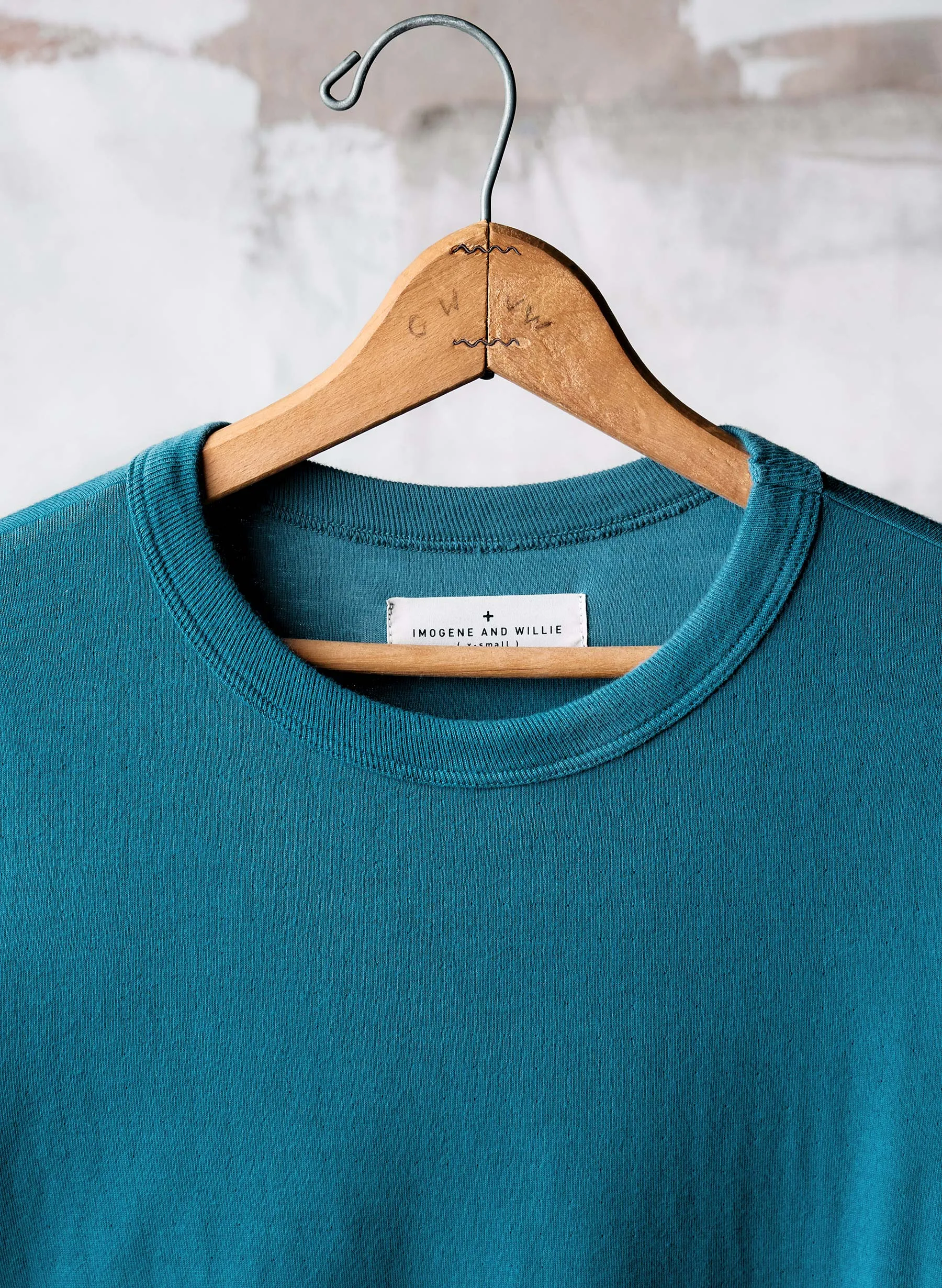 double knit thermal crew in teal sold by Imogene + Willie product image thumbnail 2