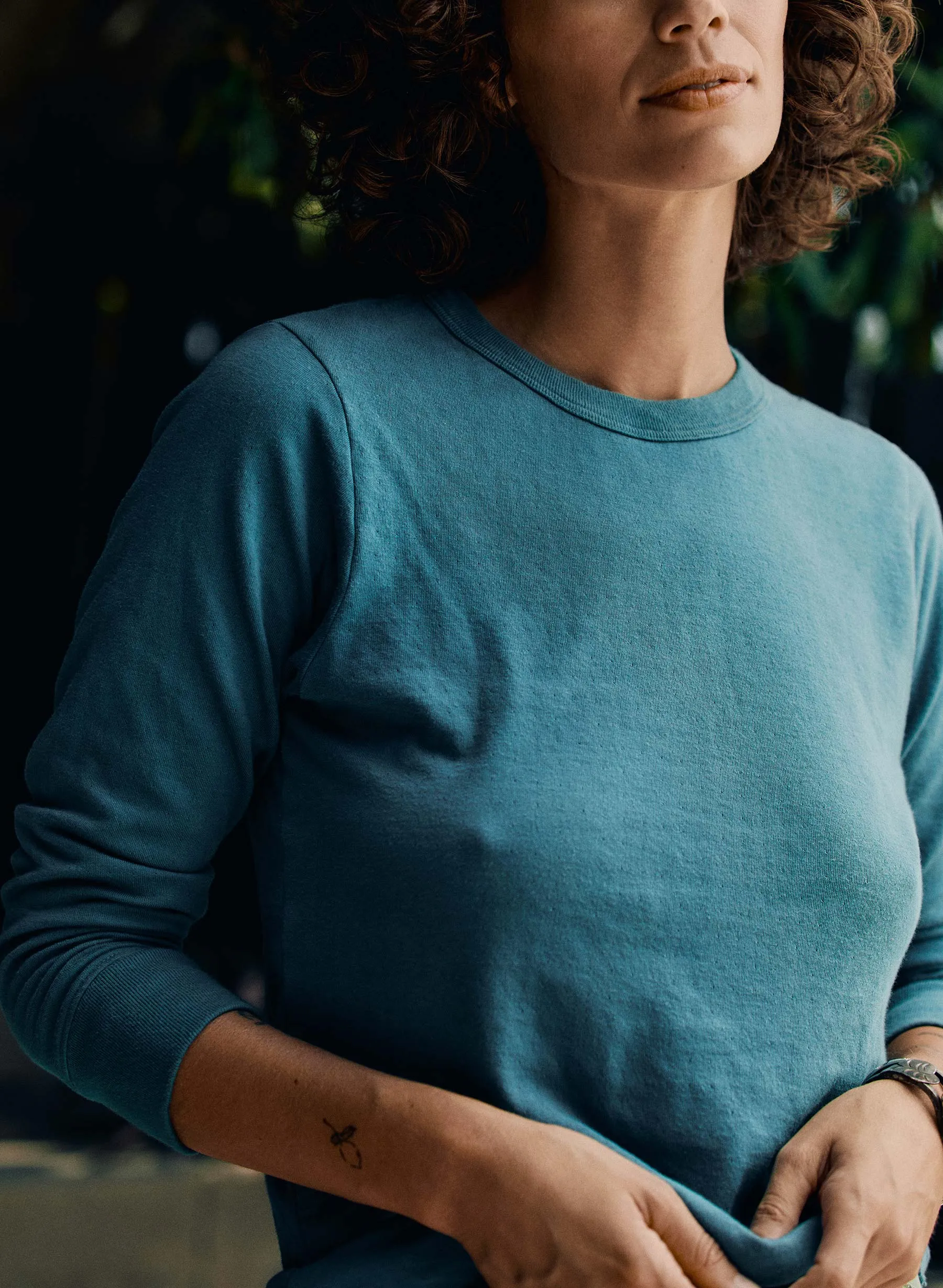 double knit thermal crew in teal sold by Imogene + Willie product image thumbnail 4