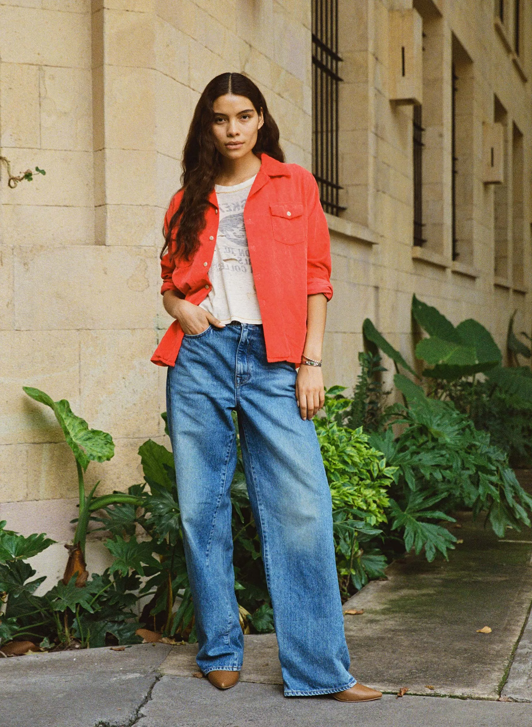 the palmer corduroy shirt in poppy sold by Imogene + Willie product image thumbnail 4
