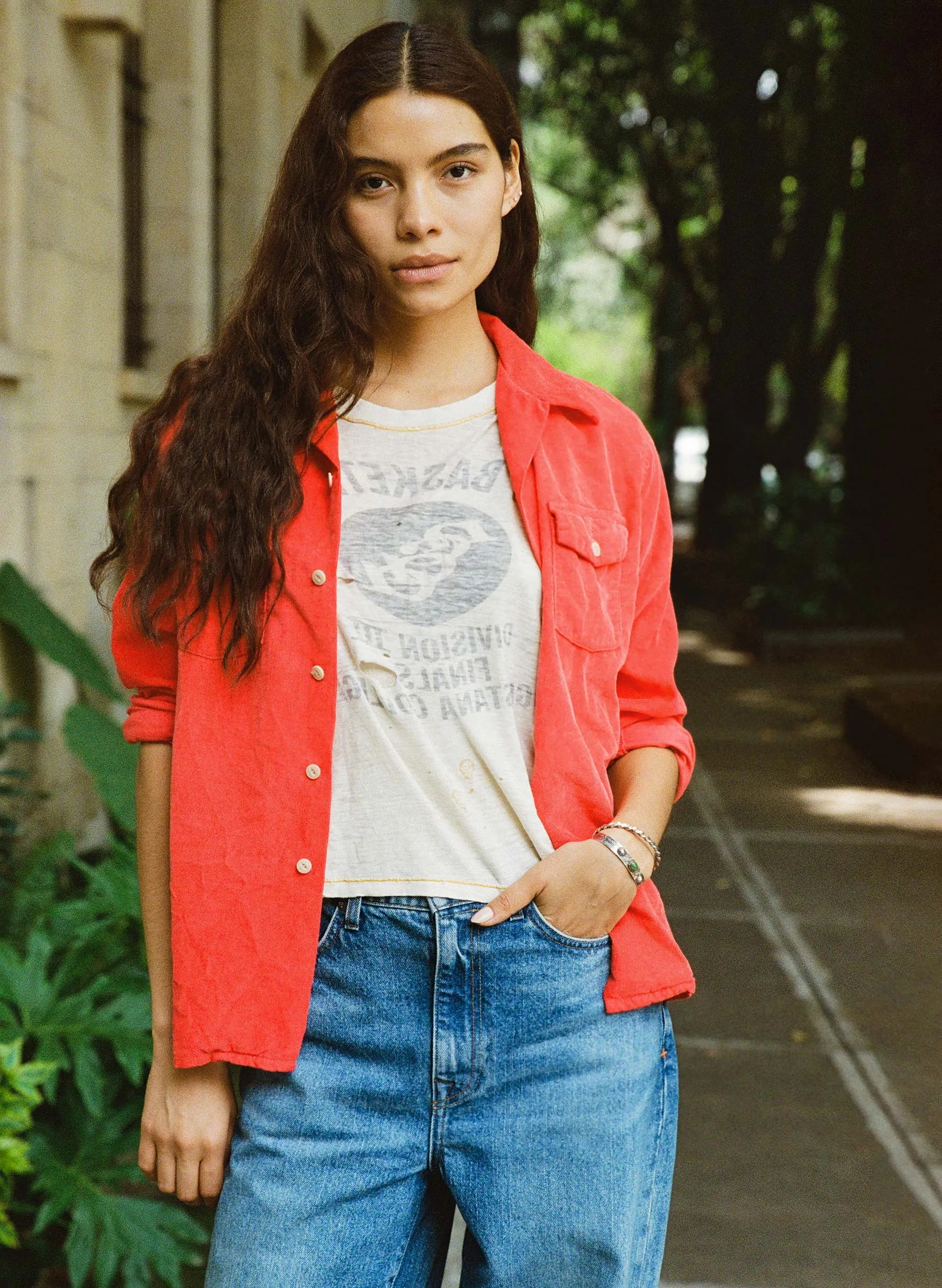 the palmer corduroy shirt in poppy sold by Imogene + Willie product image thumbnail 3