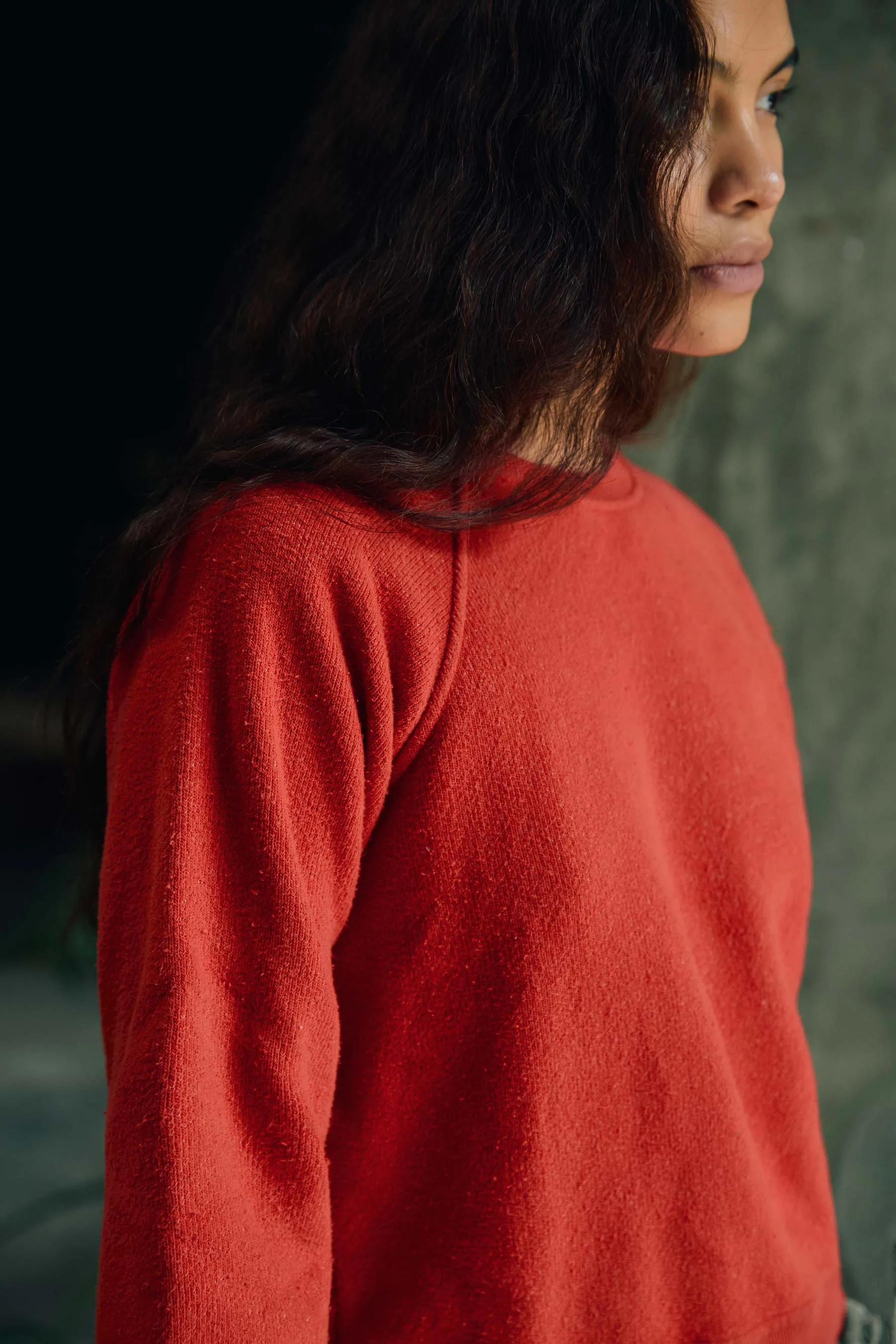 the cut sleeve sweatshirt in poppy sold by Imogene + Willie product image thumbnail 4