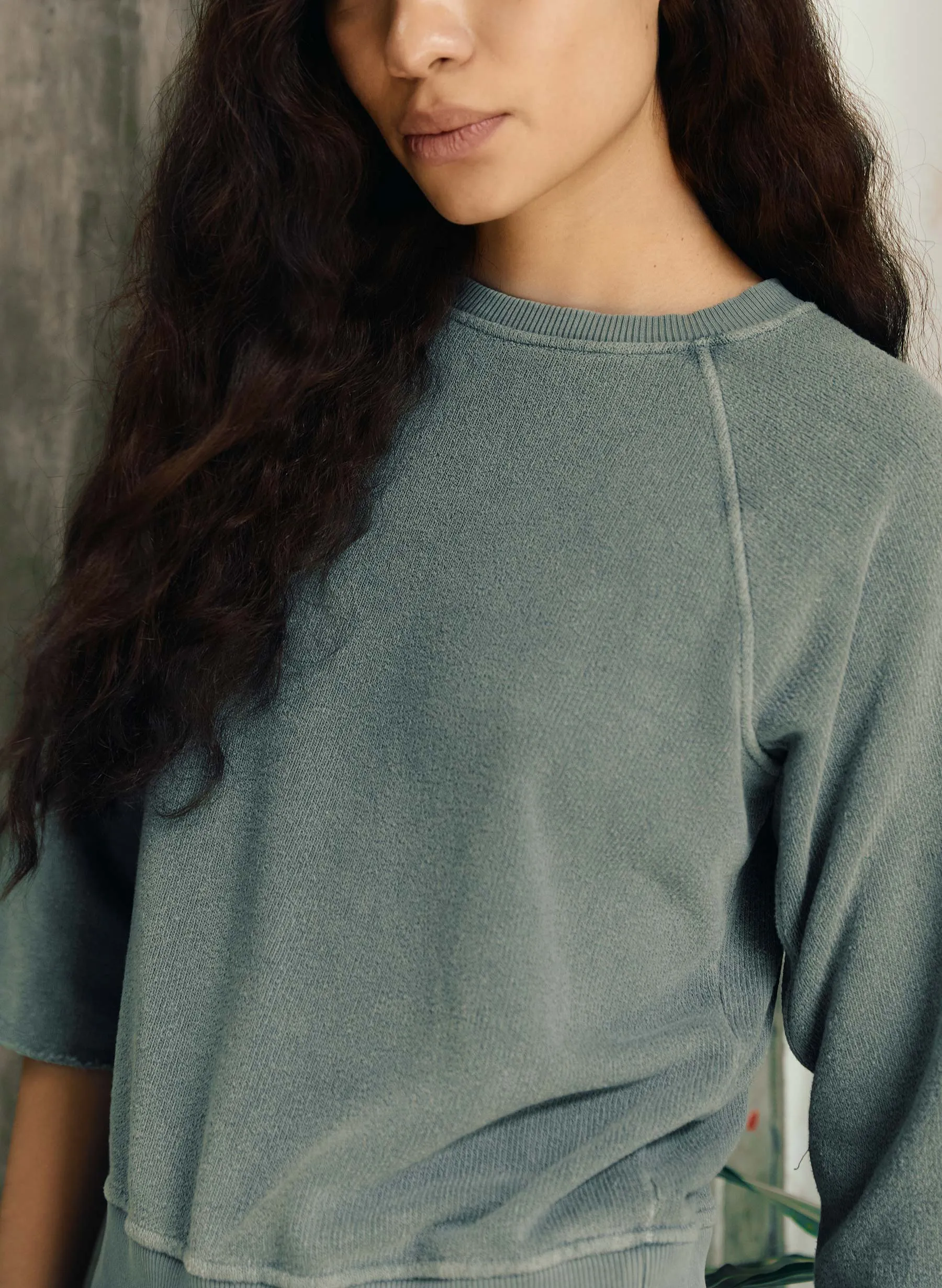 the cut sleeve sweatshirt in sage sold by Imogene + Willie product image thumbnail 3
