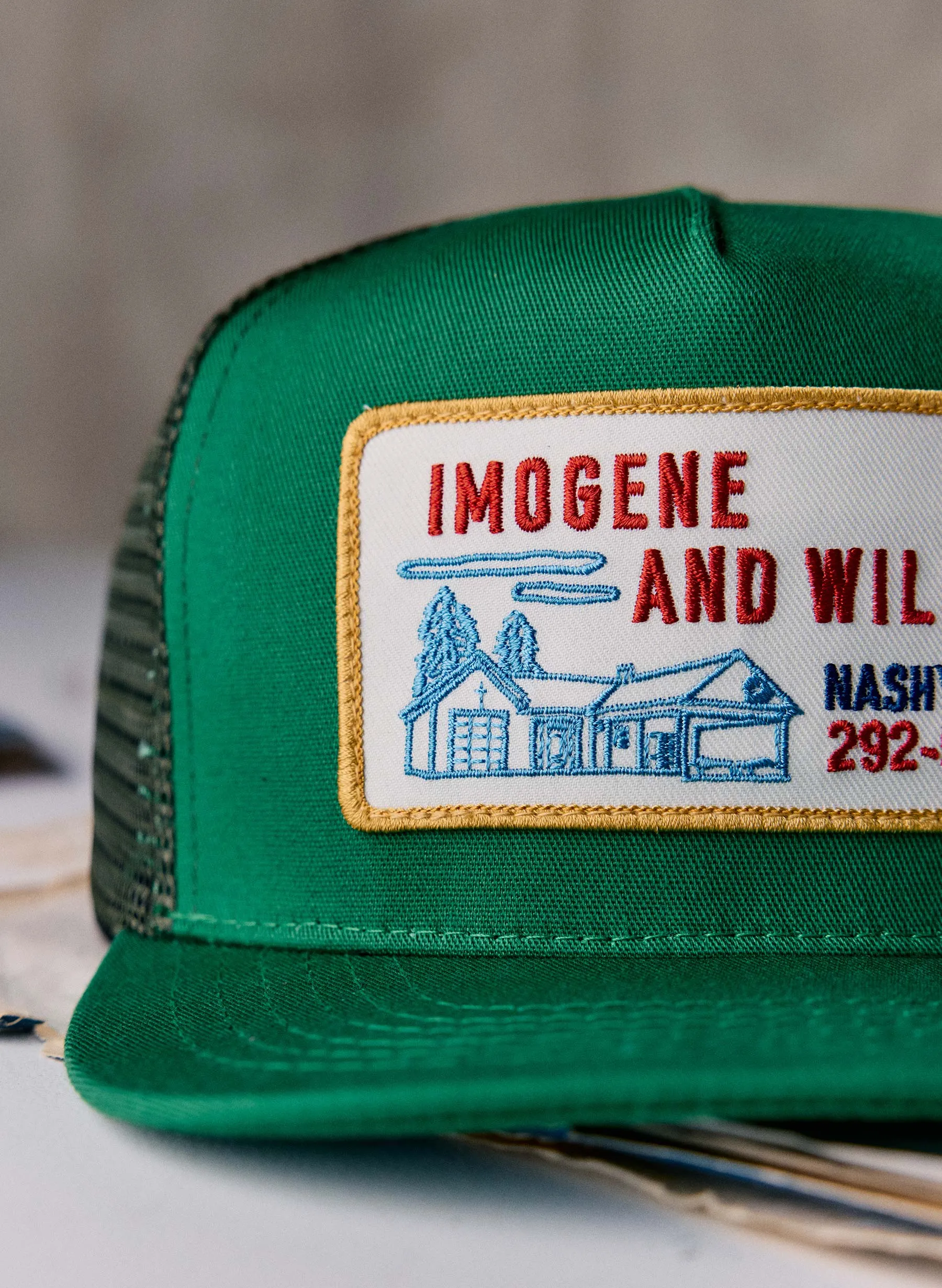 the "service station" trucker in kelly green sold by Imogene + Willie product image thumbnail 4