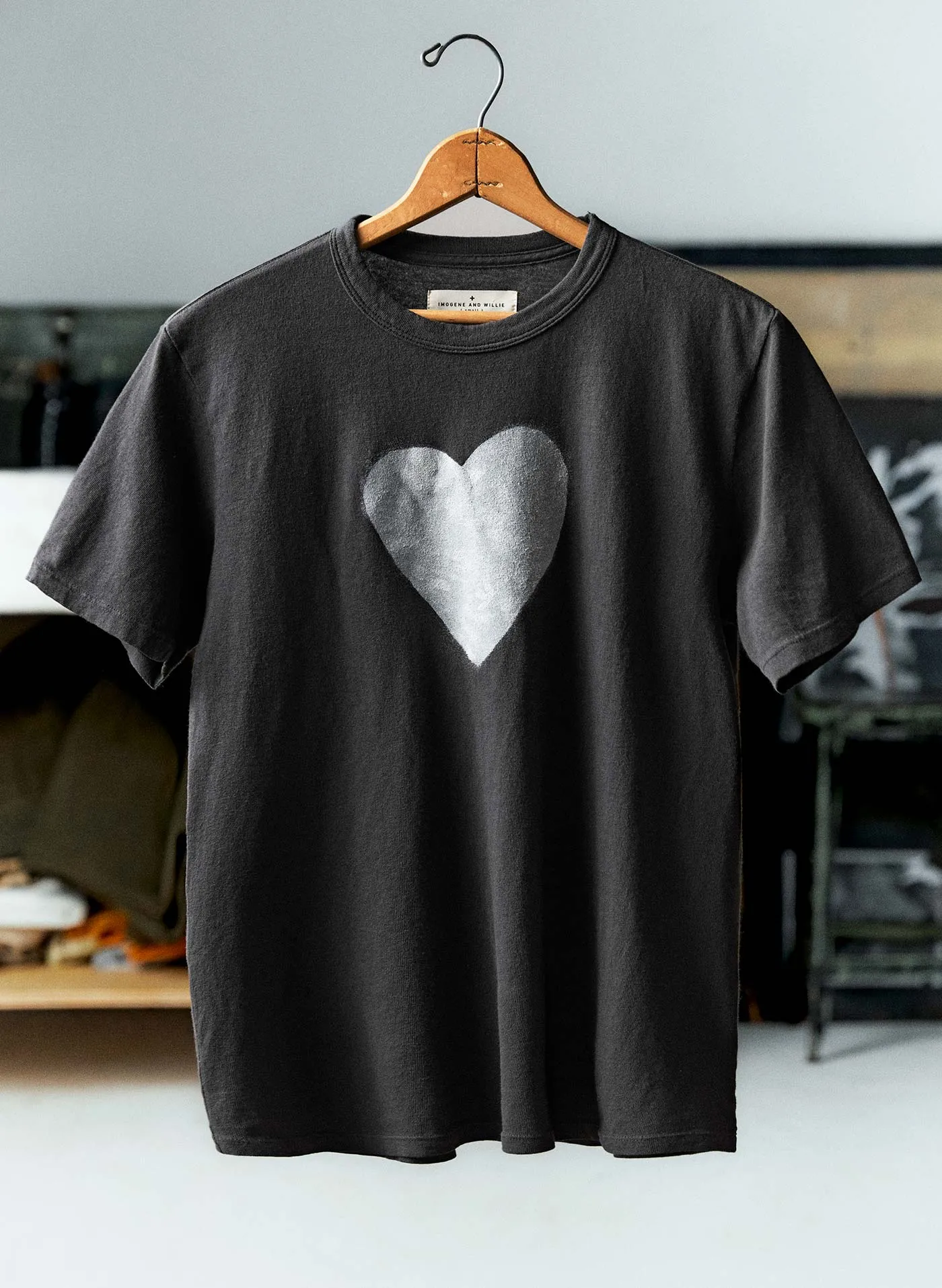 the "heart" tee in black sold by Imogene + Willie