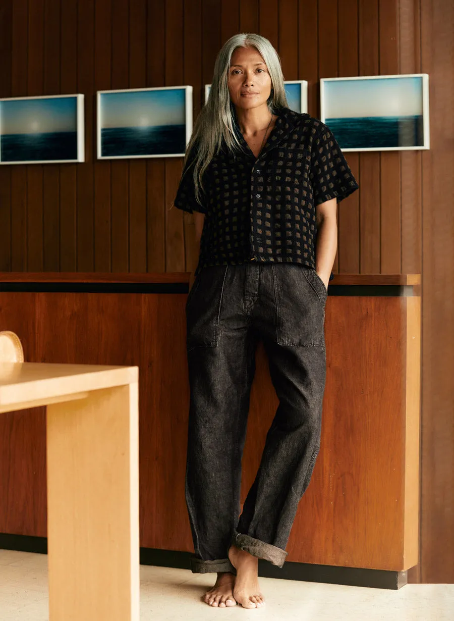 blake military trouser in washed black sold by Imogene + Willie