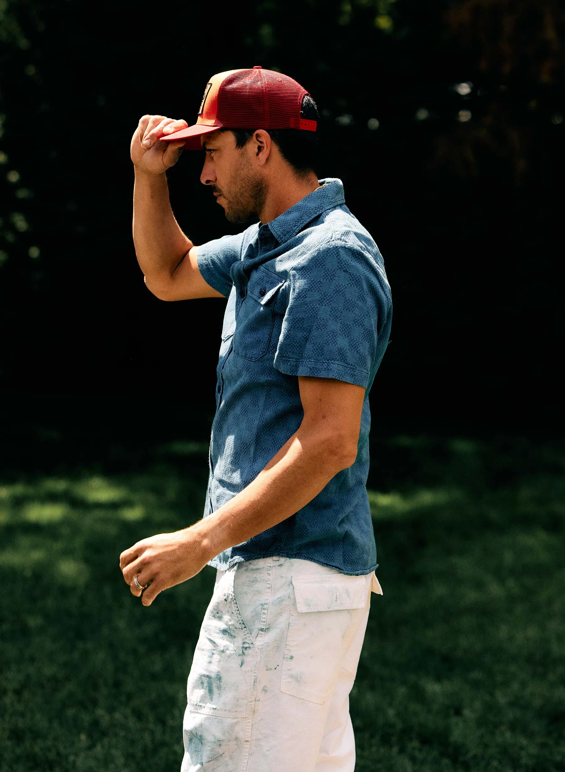 the "denim etc" trucker in orange sold by Imogene + Willie product image thumbnail 5