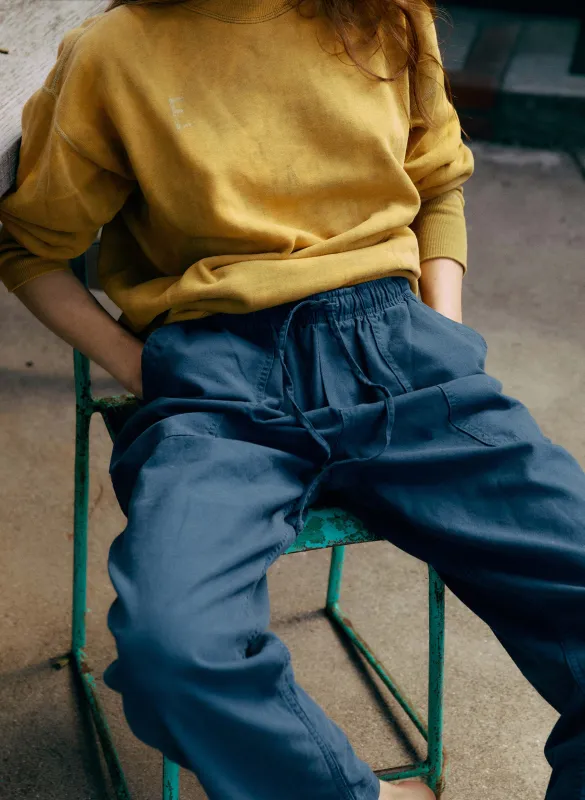 the ventura chore pant in blue sold by Imogene + Willie