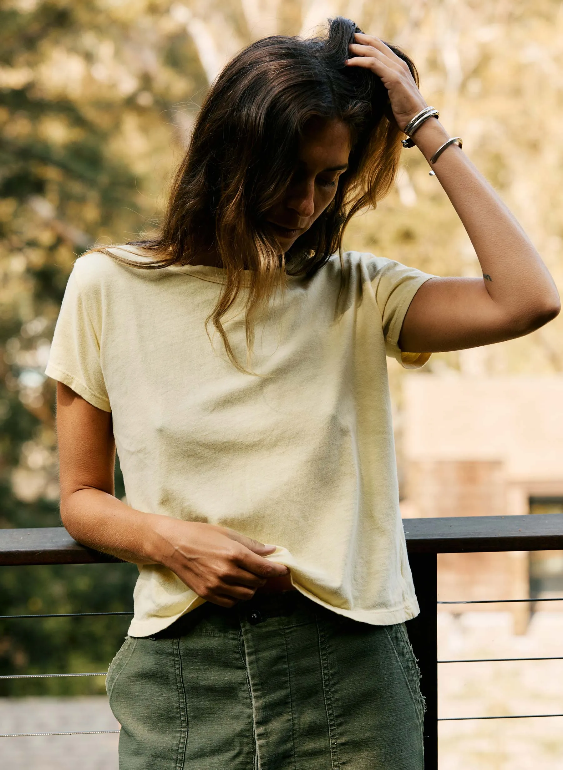 drop tee in yellow sold by Imogene + Willie