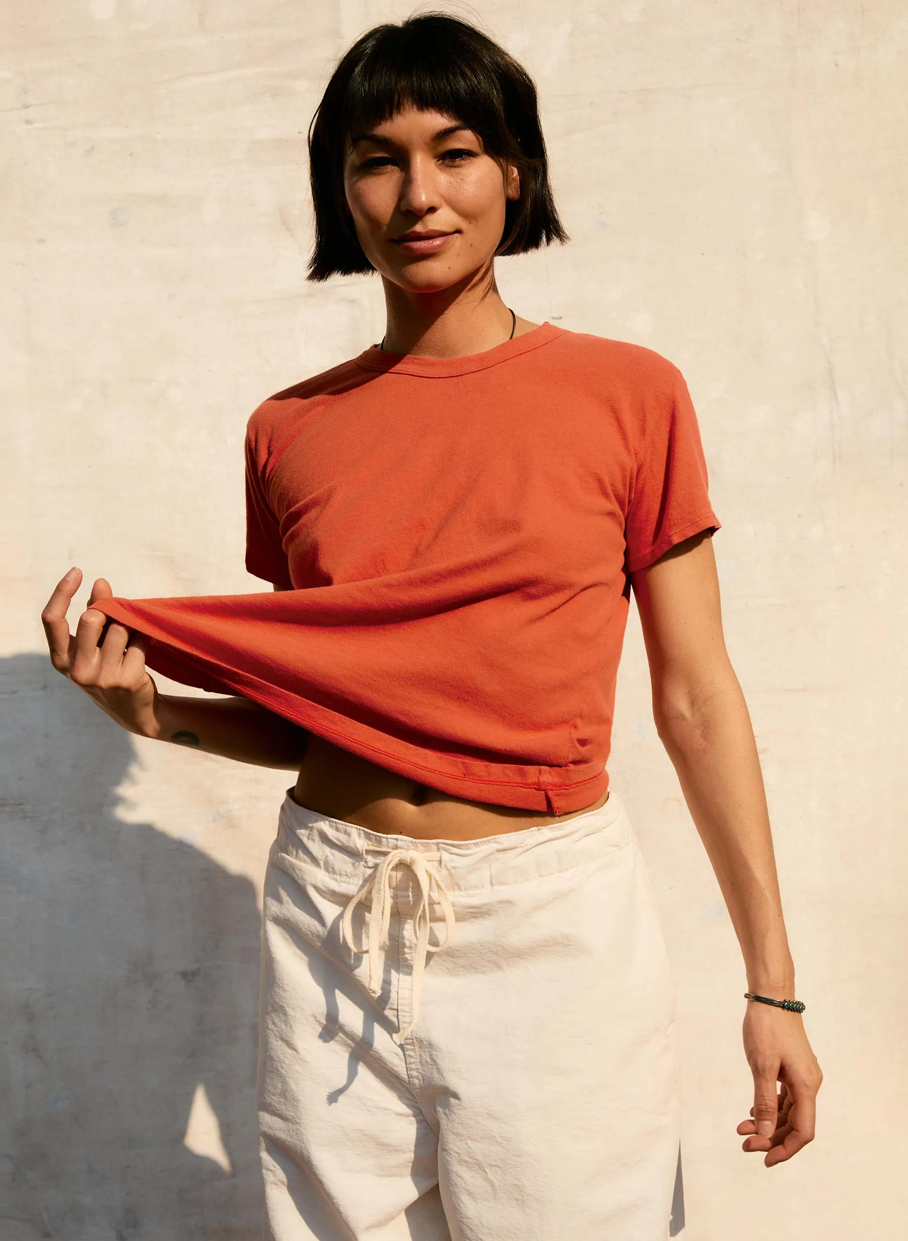 drop tee in poppy sold by Imogene + Willie