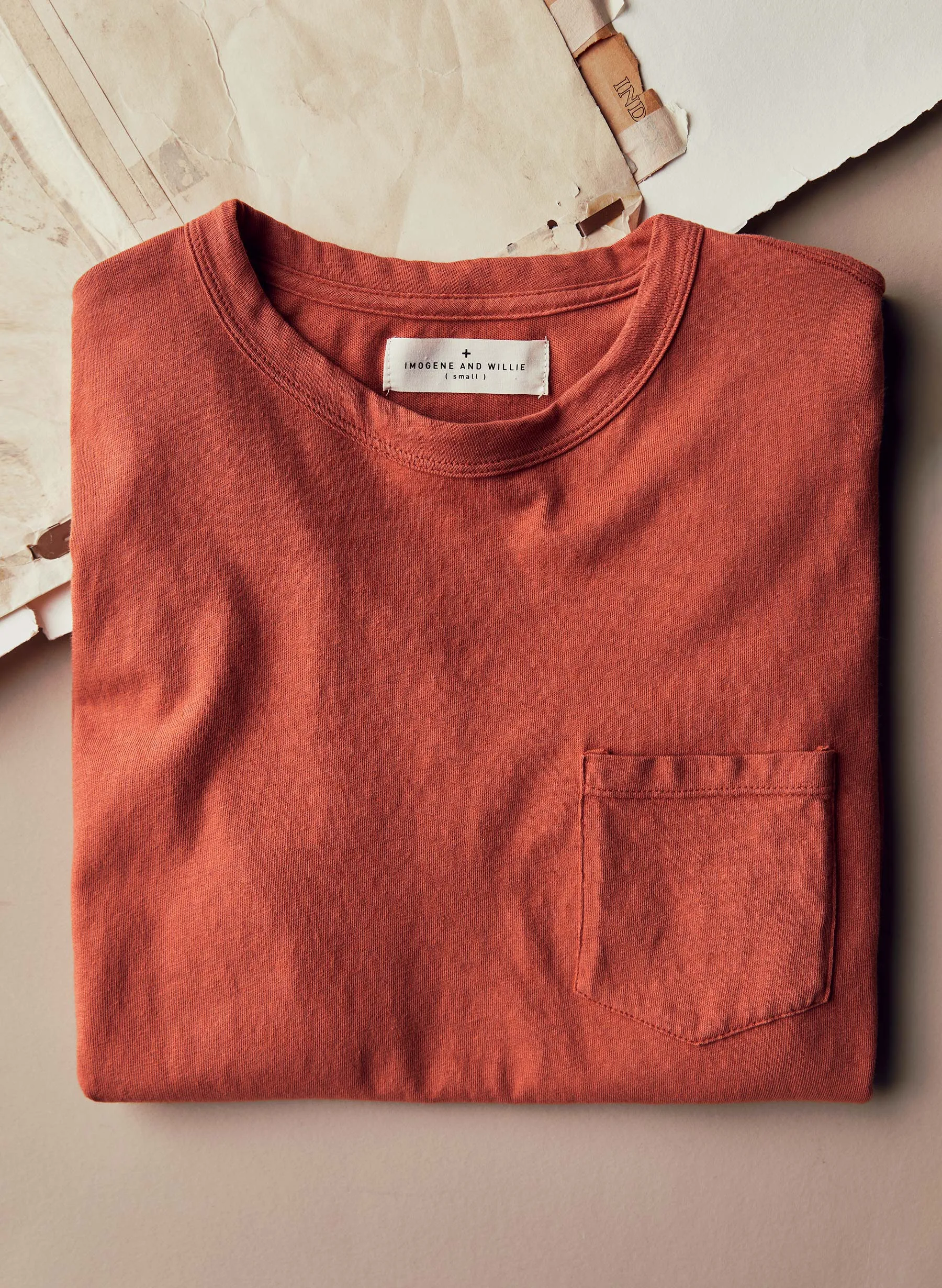 rust knit pocket tee sold by Imogene + Willie product image thumbnail 4