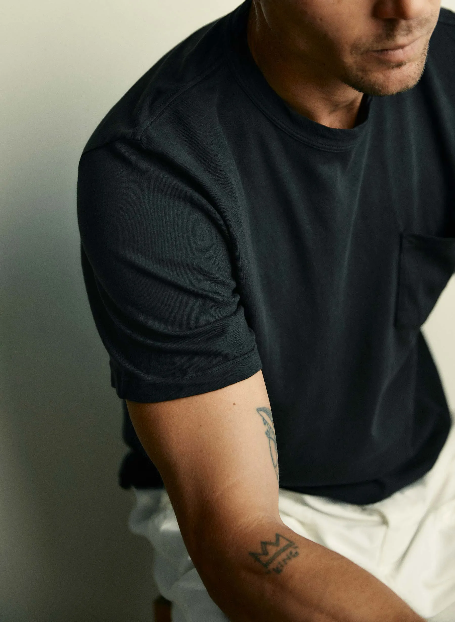 faded black knit pocket tee sold by Imogene + Willie product image thumbnail 4