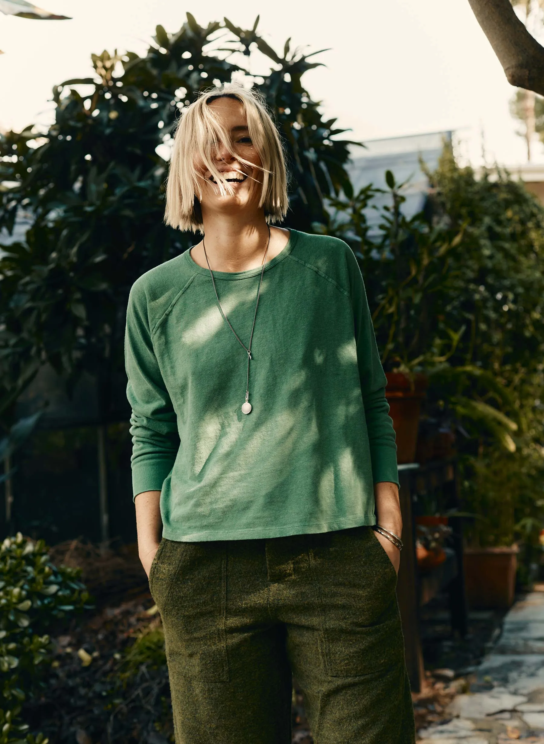 long sleeve raglan in spruce sold by Imogene + Willie product image thumbnail 3