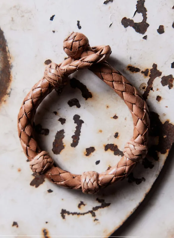 chamula round tan leather bracelet sold by Imogene + Willie