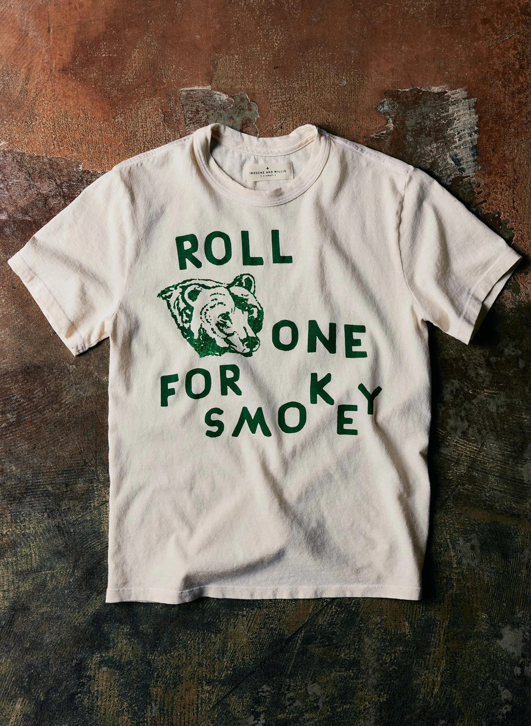 the "roll one" tee sold by Imogene + Willie