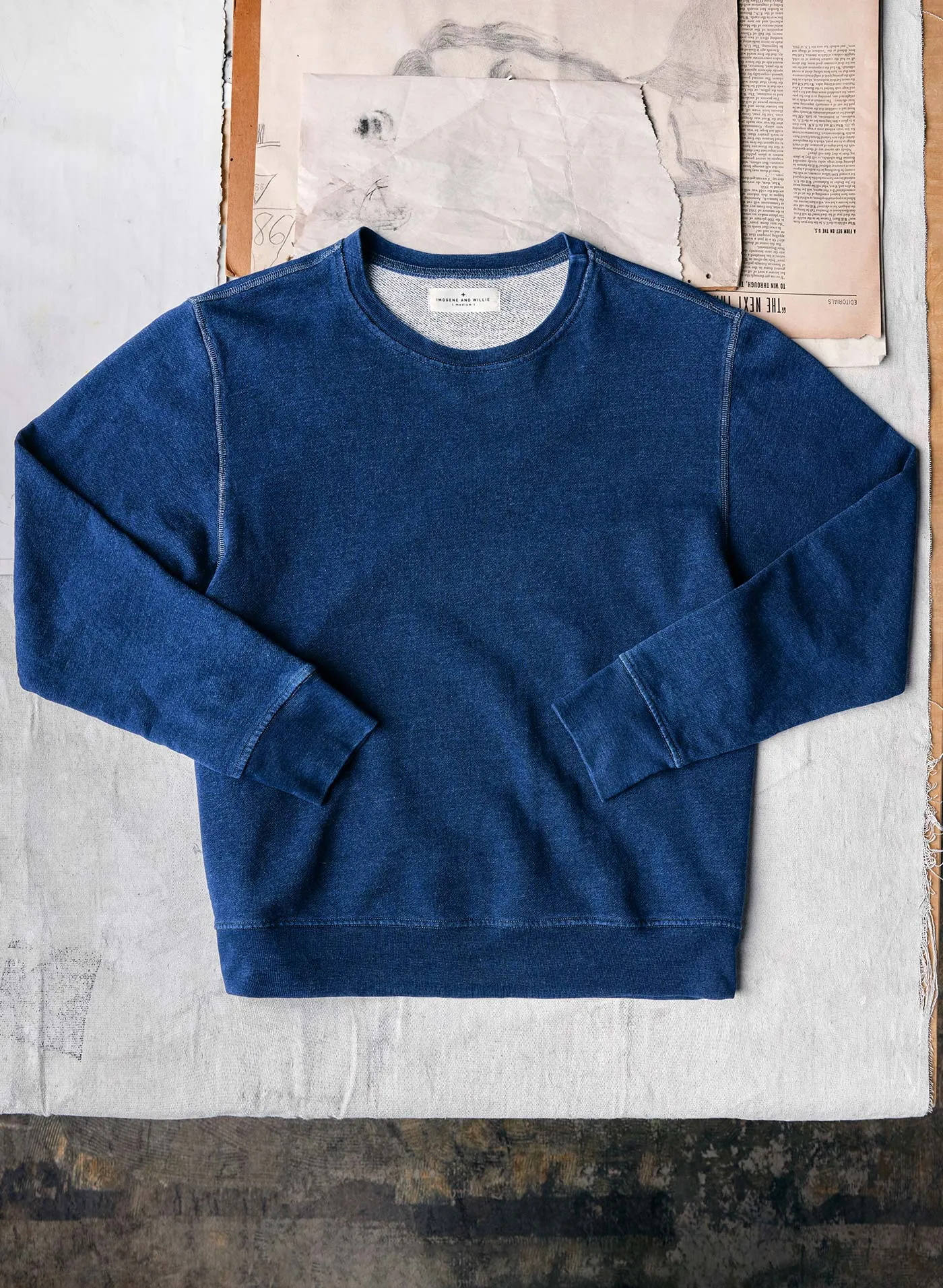 the indigo holden sweatshirt sold by Imogene + Willie