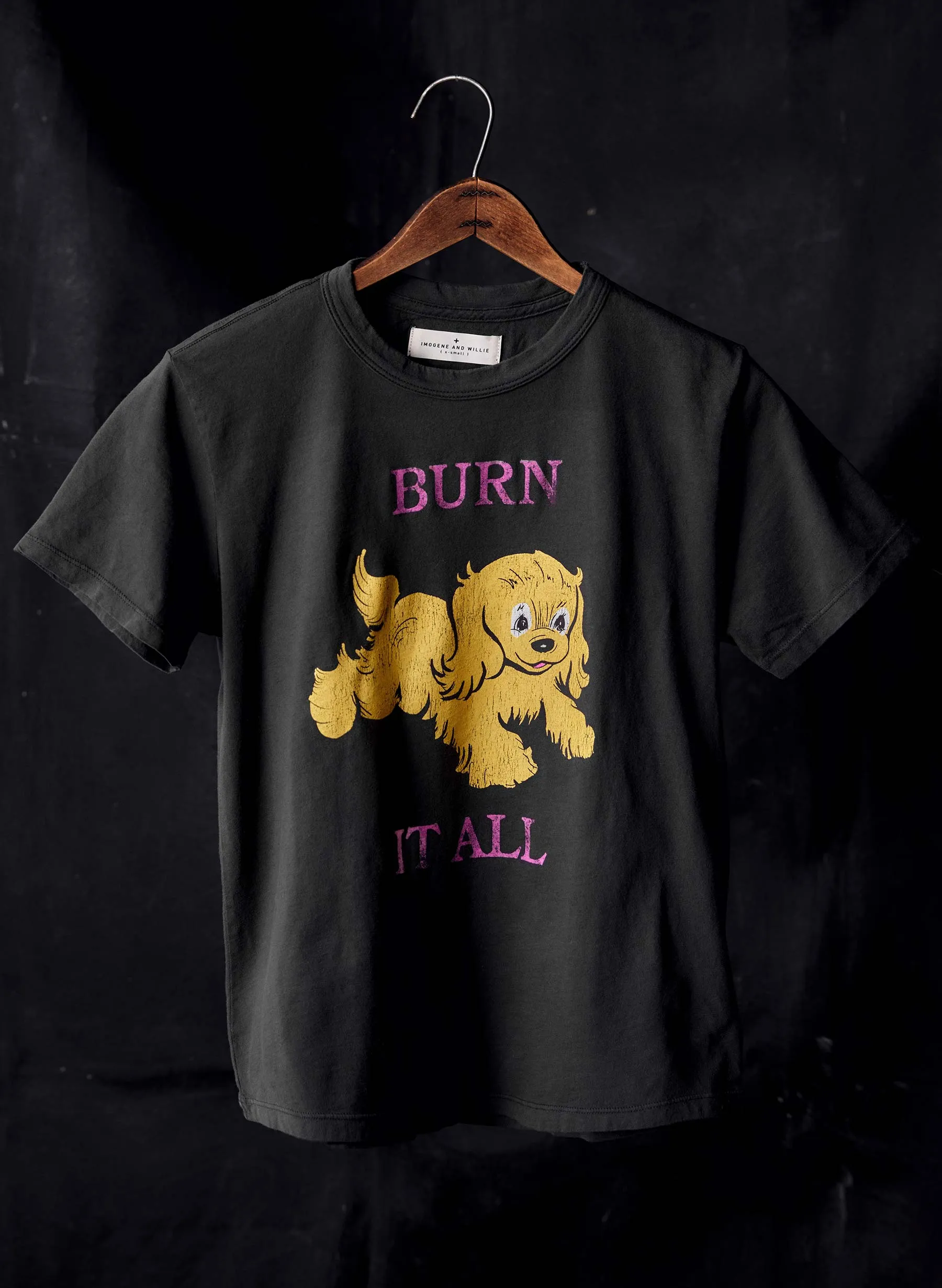 the "burn it all" tee sold by Imogene + Willie