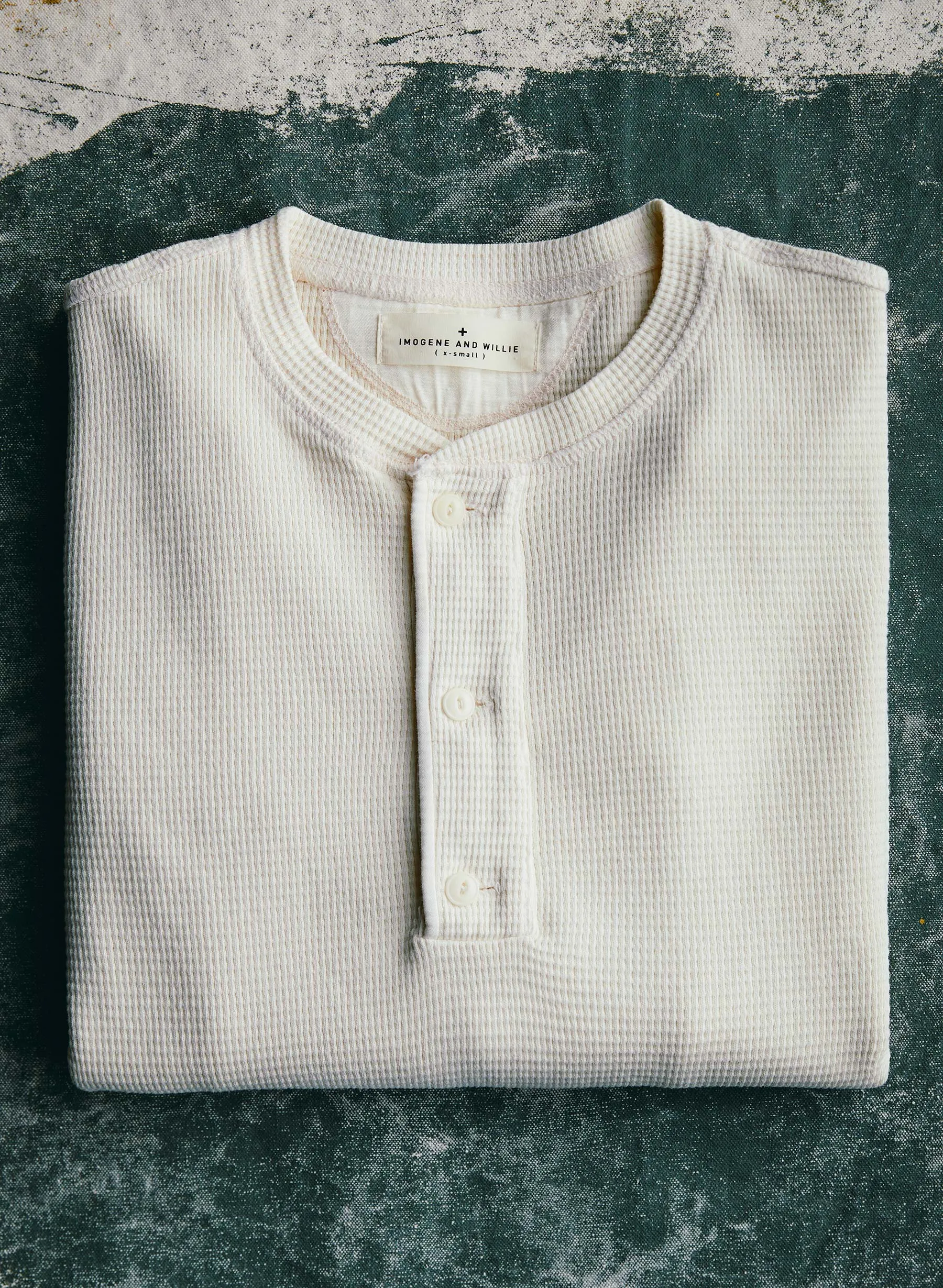 the knit waffle henley in vintage white sold by Imogene + Willie product image thumbnail 4