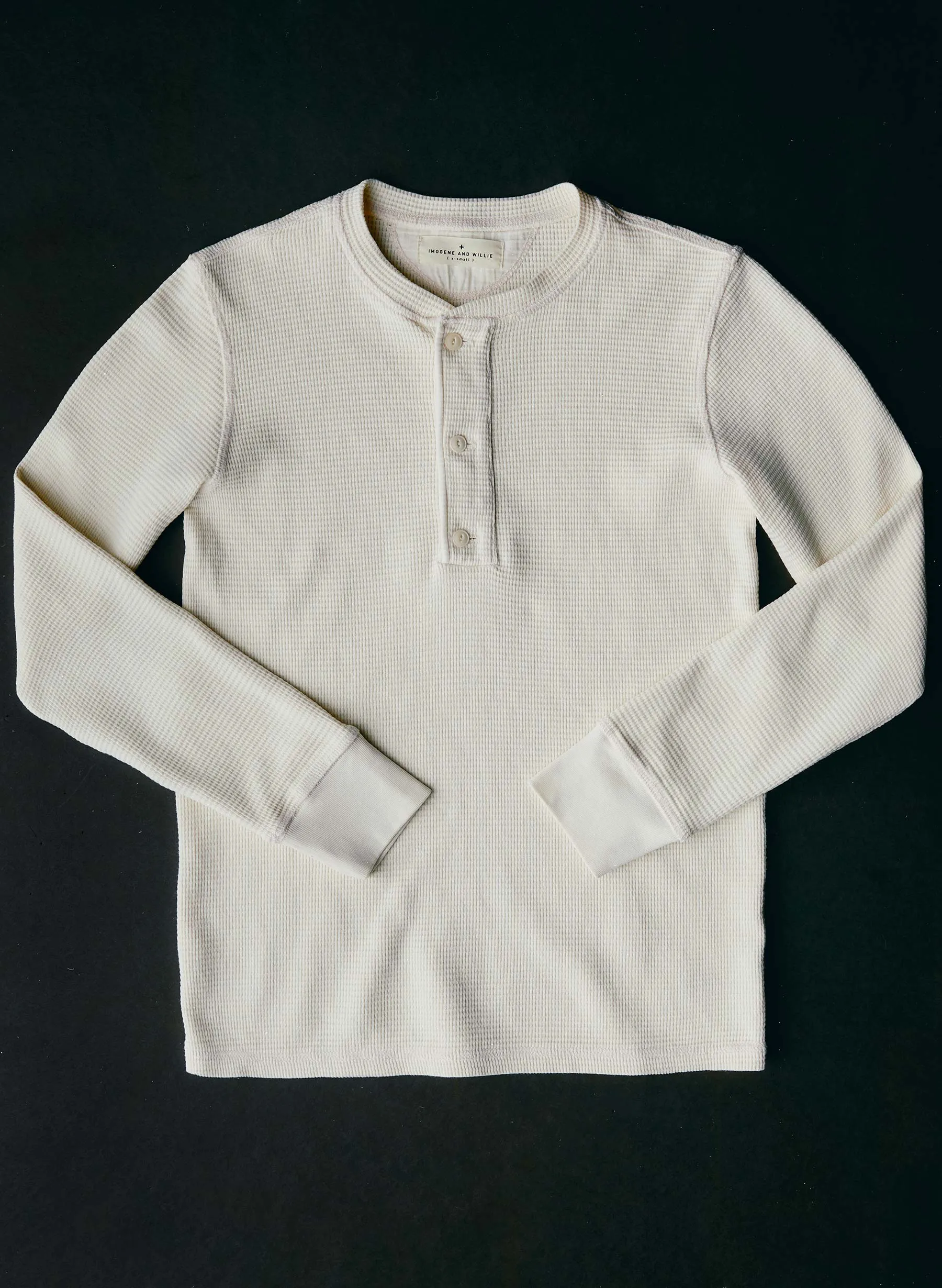 the knit waffle henley in vintage white sold by Imogene + Willie product image thumbnail 2
