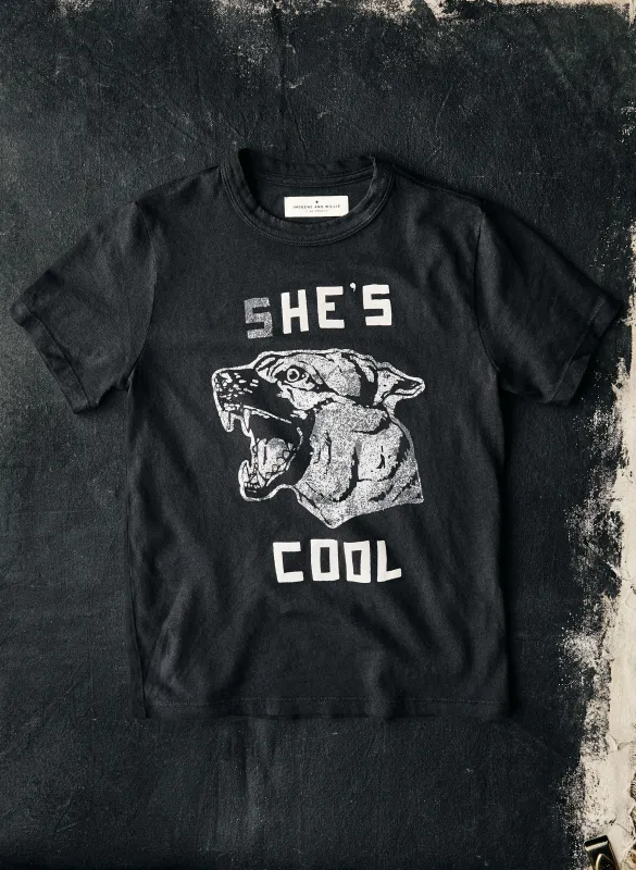 the "she's cool" tee sold by Imogene + Willie