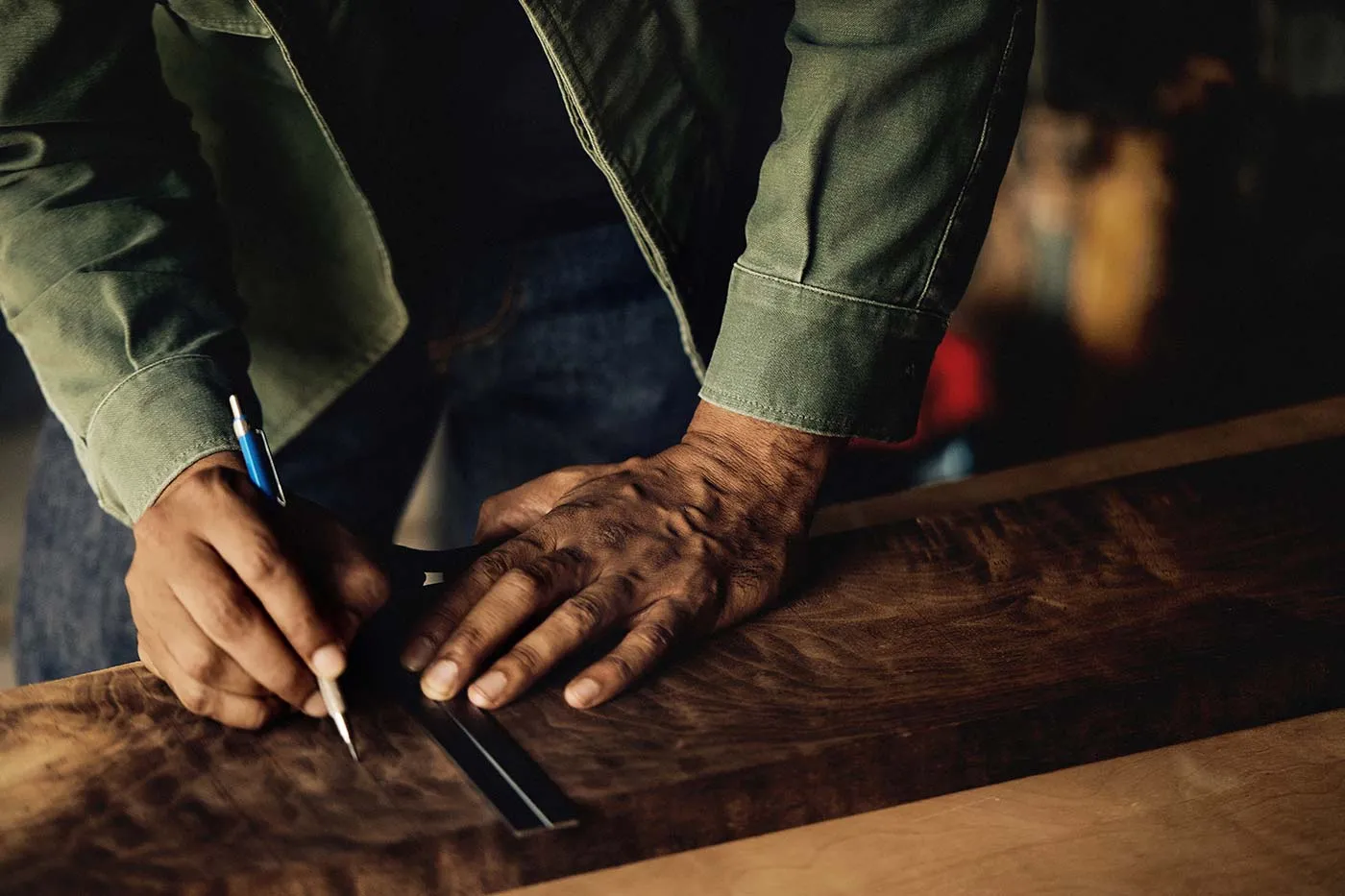 military shirt jacket in fatigue green sold by Imogene + Willie product image thumbnail 3