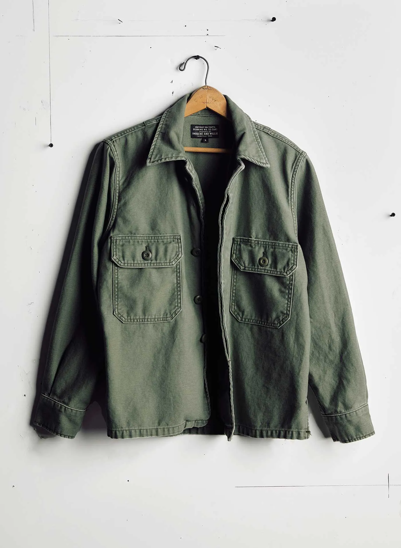 military shirt jacket in fatigue green sold by Imogene + Willie product image thumbnail 2