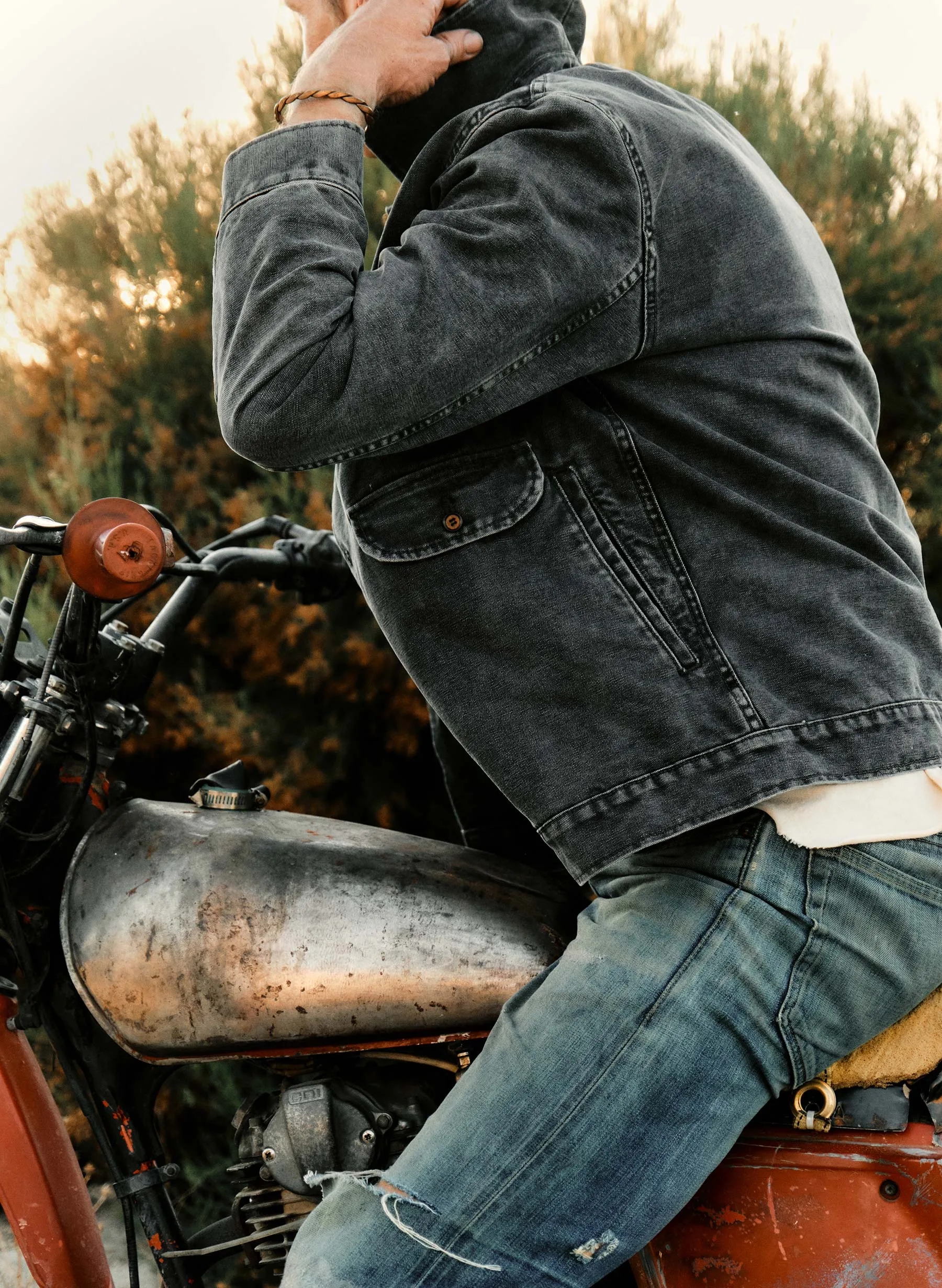 quilt lined canvas chore coat in faded black sold by Imogene + Willie product image thumbnail 3