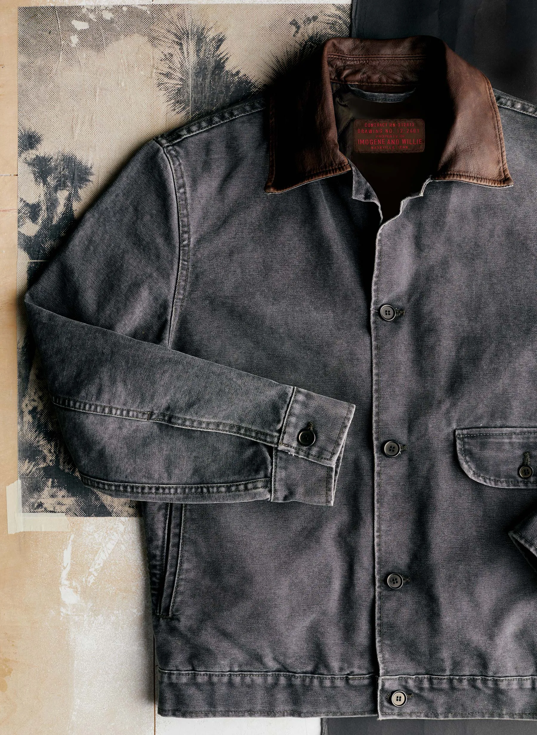 quilt lined canvas chore coat in faded black sold by Imogene + Willie product image thumbnail 4