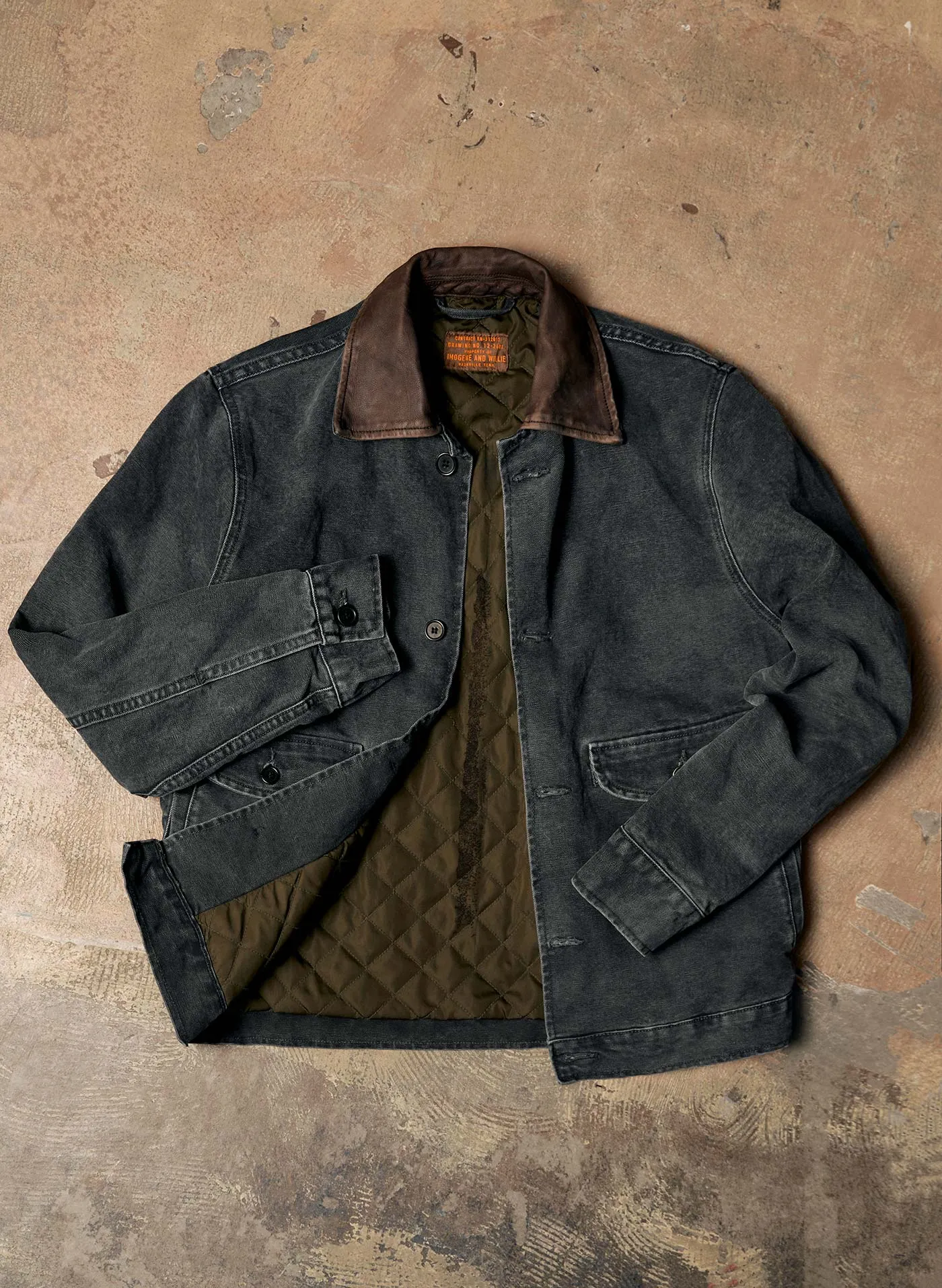 quilt lined canvas chore coat in faded black sold by Imogene + Willie product image thumbnail 2