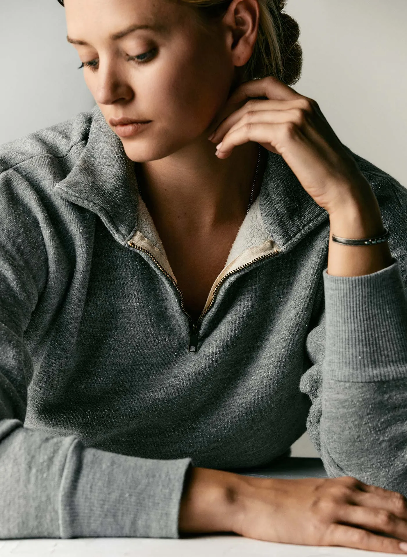 the quarter zip heather pullover sold by Imogene + Willie