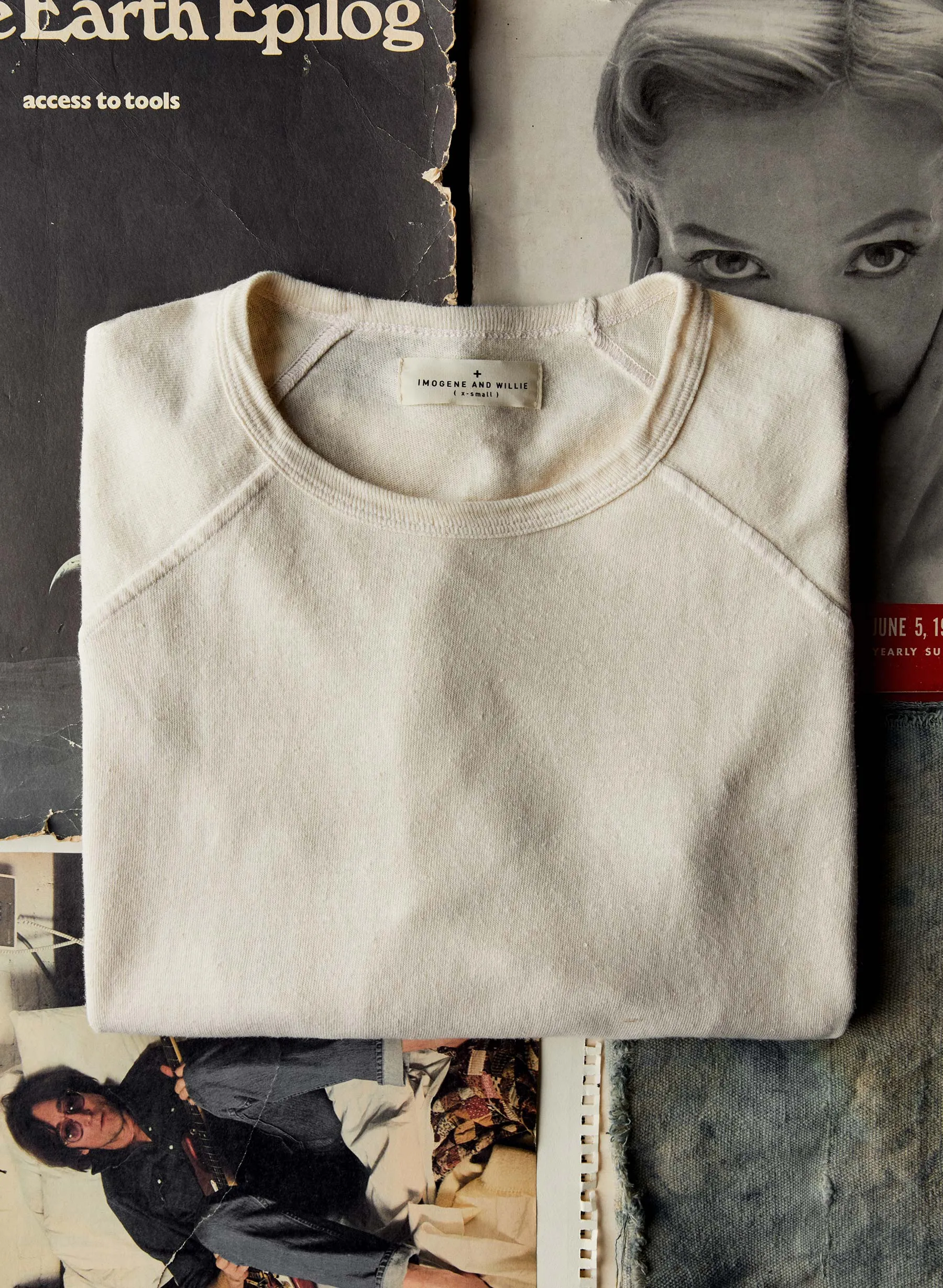 the long sleeve raglan in vintage white sold by Imogene + Willie product image thumbnail 5
