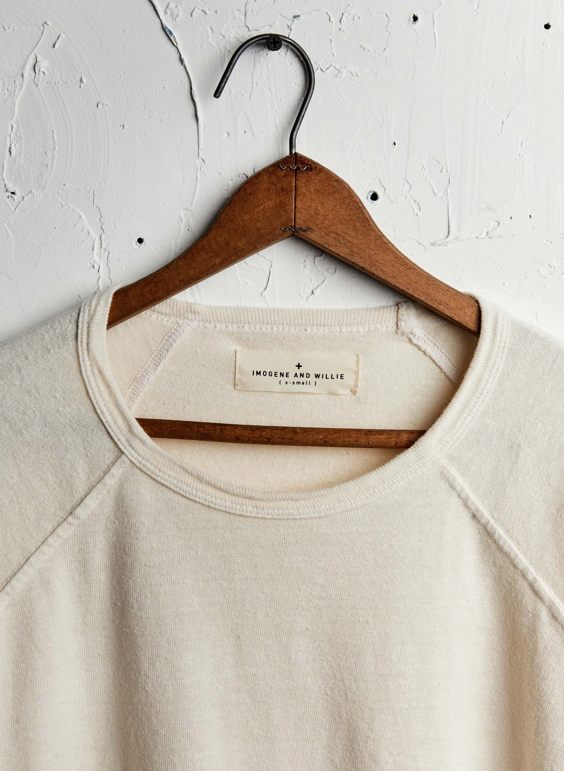the long sleeve raglan in vintage white sold by Imogene + Willie product image thumbnail 2