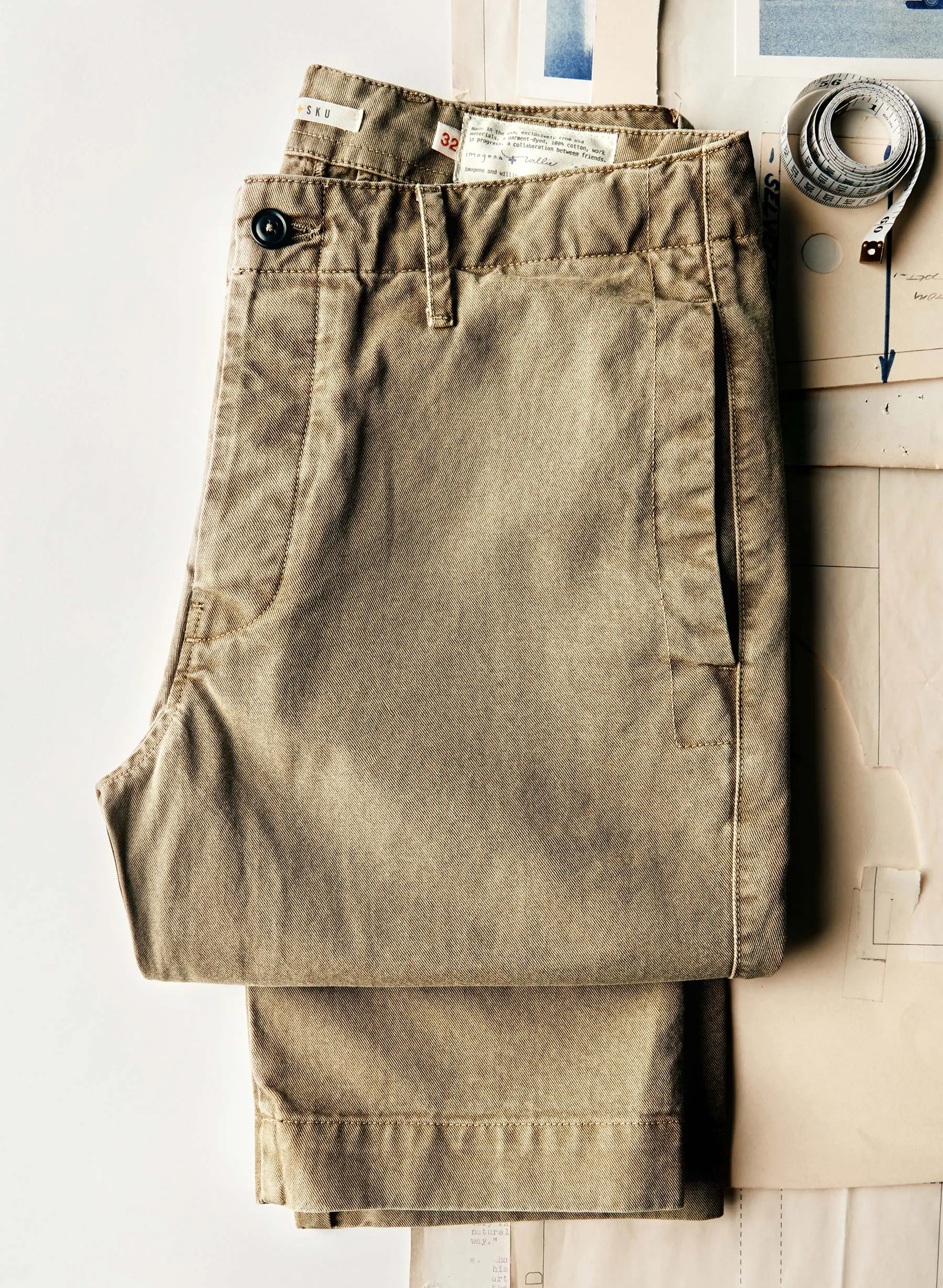 the all american chino in field tan sold by Imogene + Willie