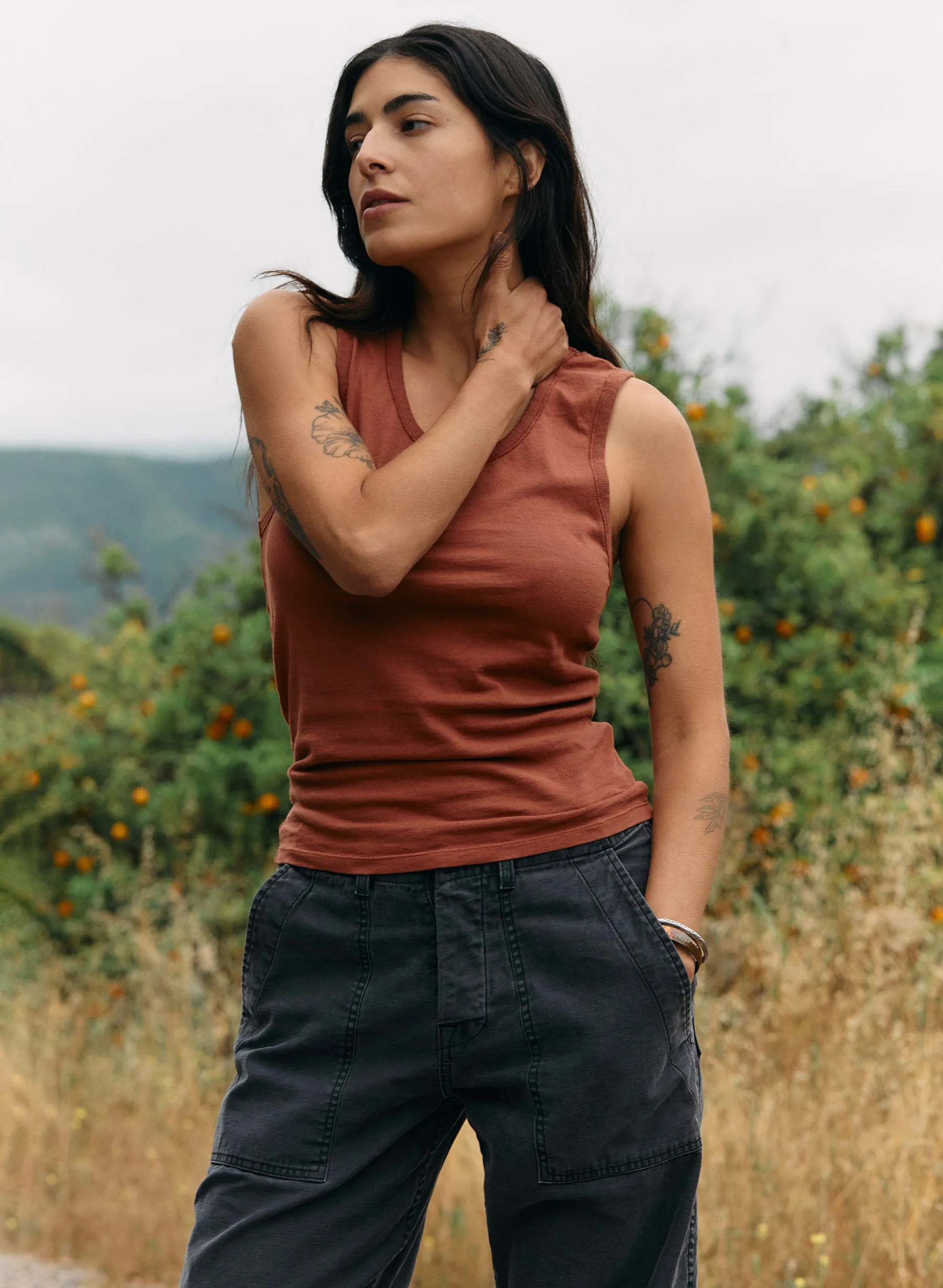 the vintage tank in sienna sold by Imogene + Willie