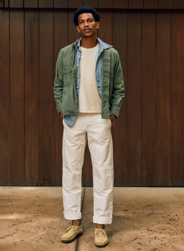 hencye canvas workpant in natural sold by Imogene + Willie