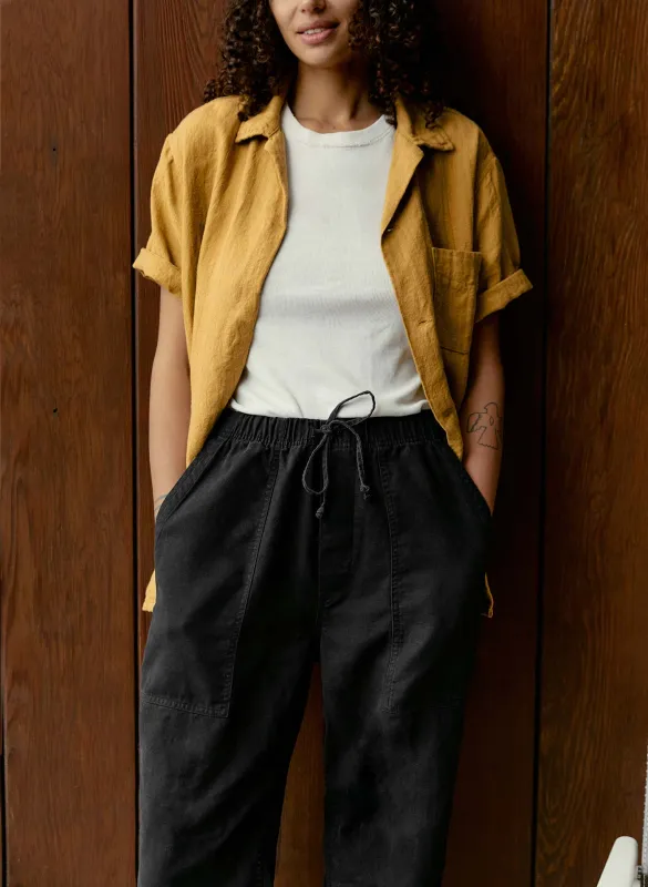 the ventura chore pant in faded black sold by Imogene + Willie