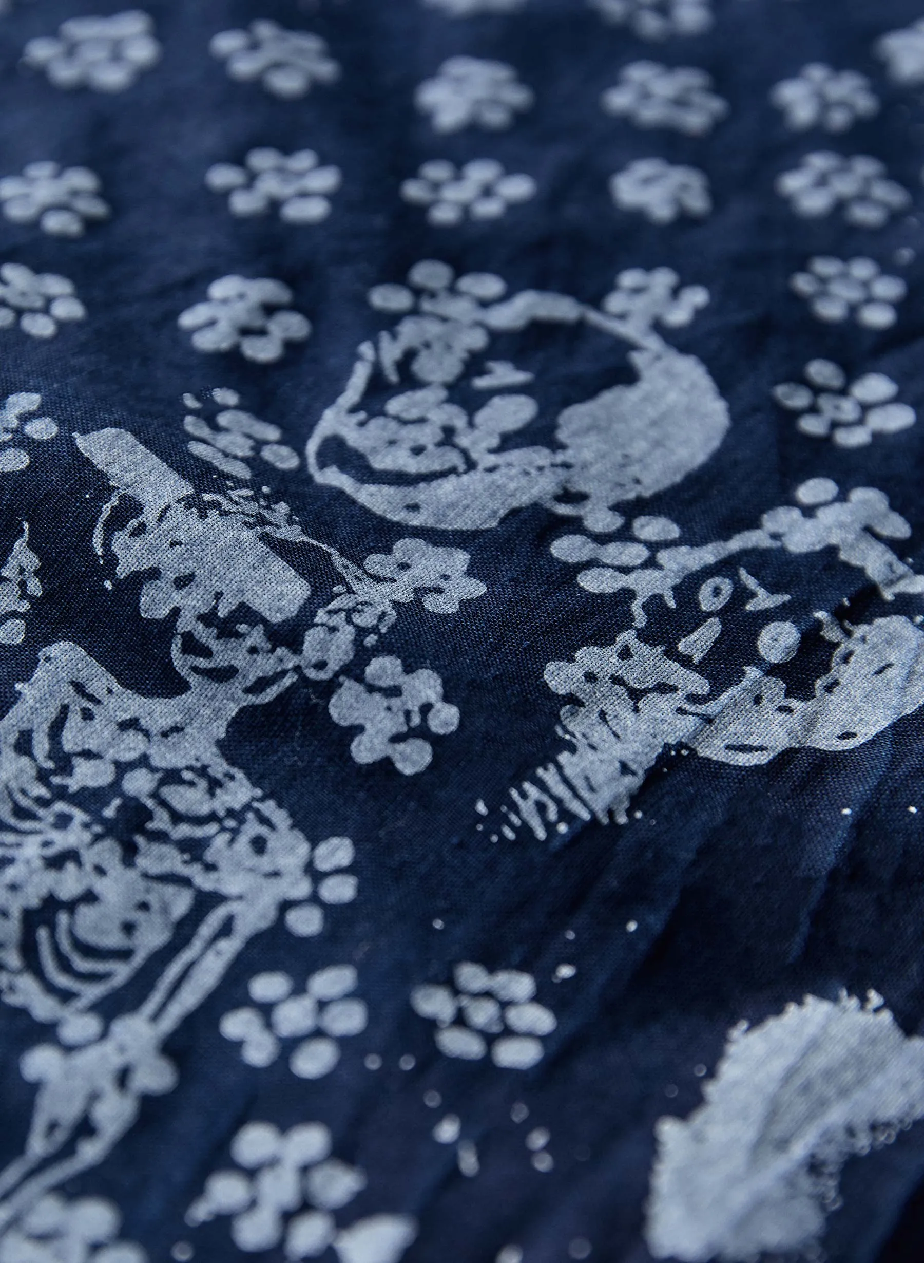 indigo "flower print" bandana sold by Imogene + Willie product image thumbnail 4