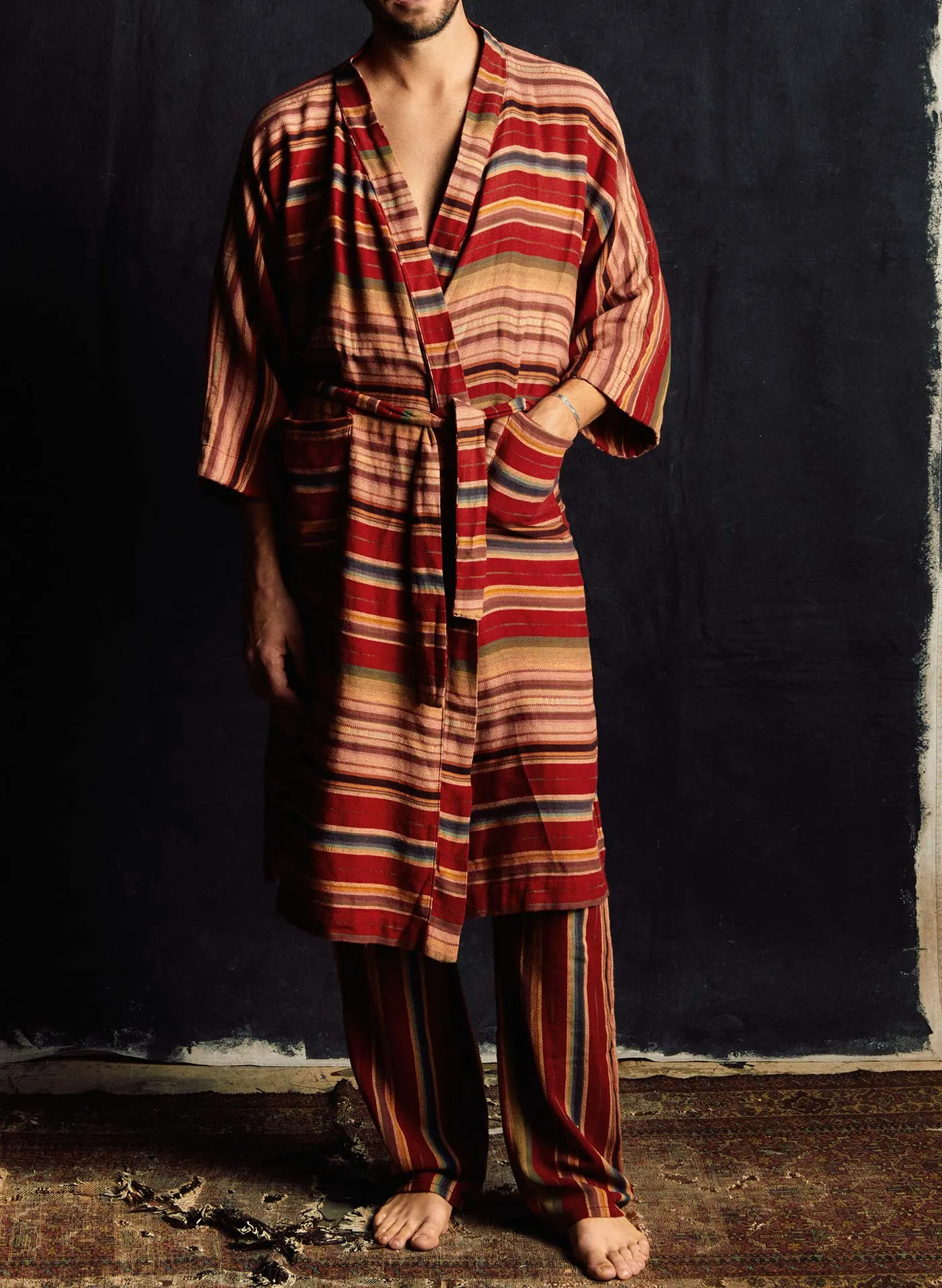 the ojai robe in coastal stripe sold by Imogene + Willie