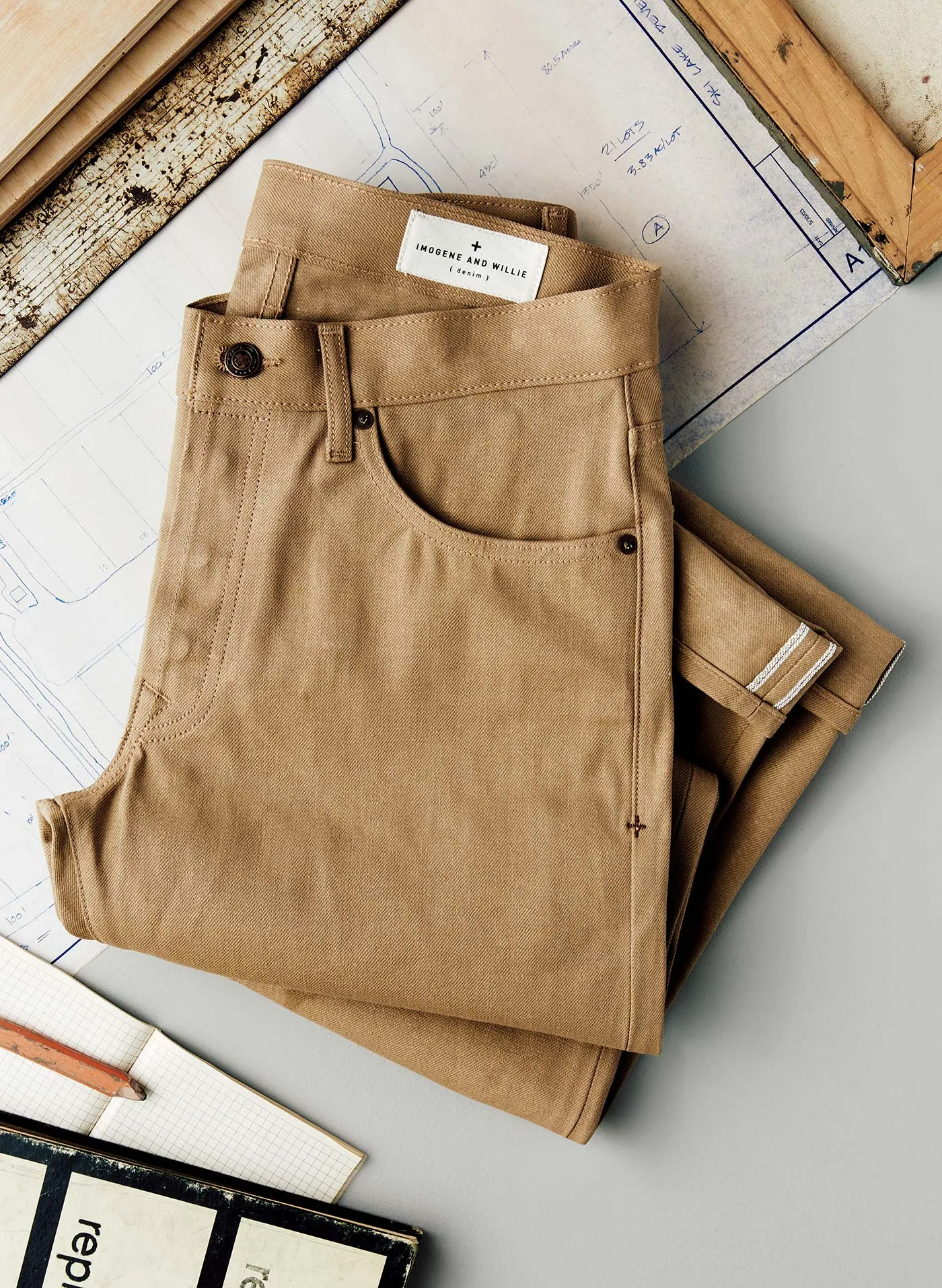 barton khaki rigid jp sold by Imogene + Willie