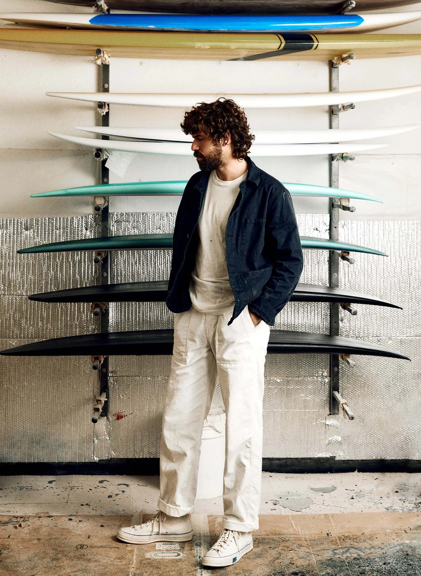 oliver military trouser in white sold by Imogene + Willie