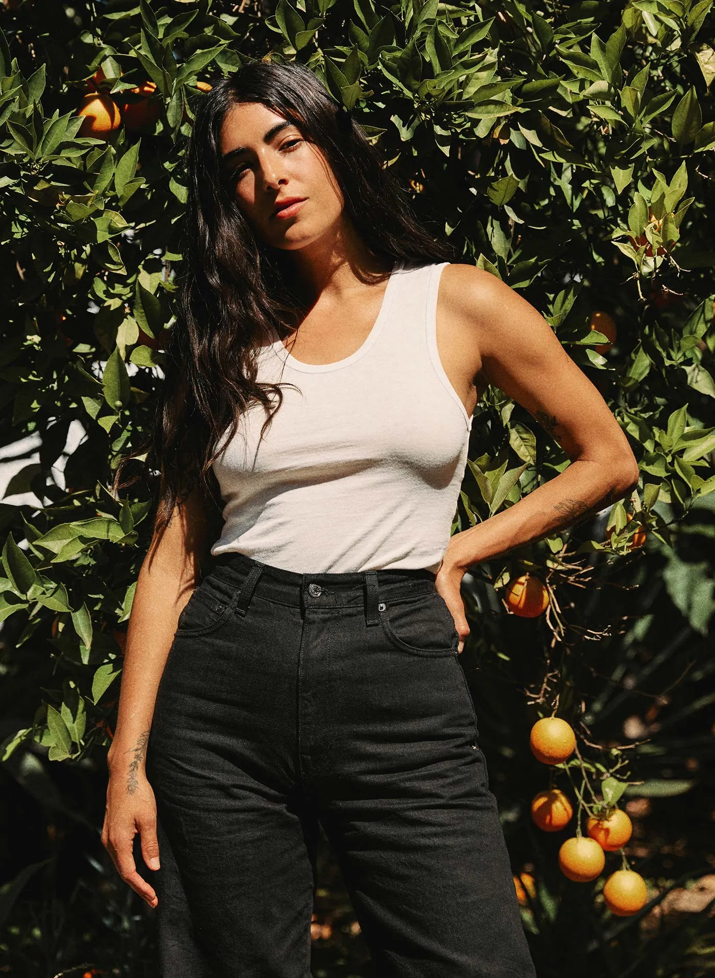 the vintage tank in washed white sold by Imogene + Willie