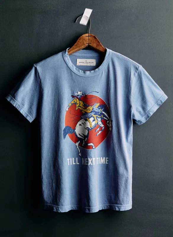 the "next time" tee in blue sold by Imogene + Willie