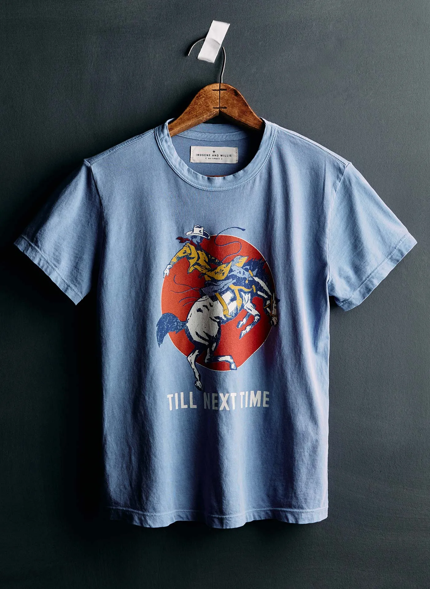 the "next time" tee in blue sold by Imogene + Willie