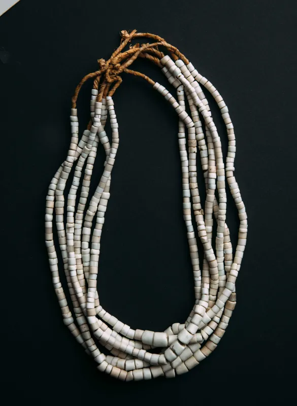 vintage white goomba trade bead necklace sold by Imogene + Willie